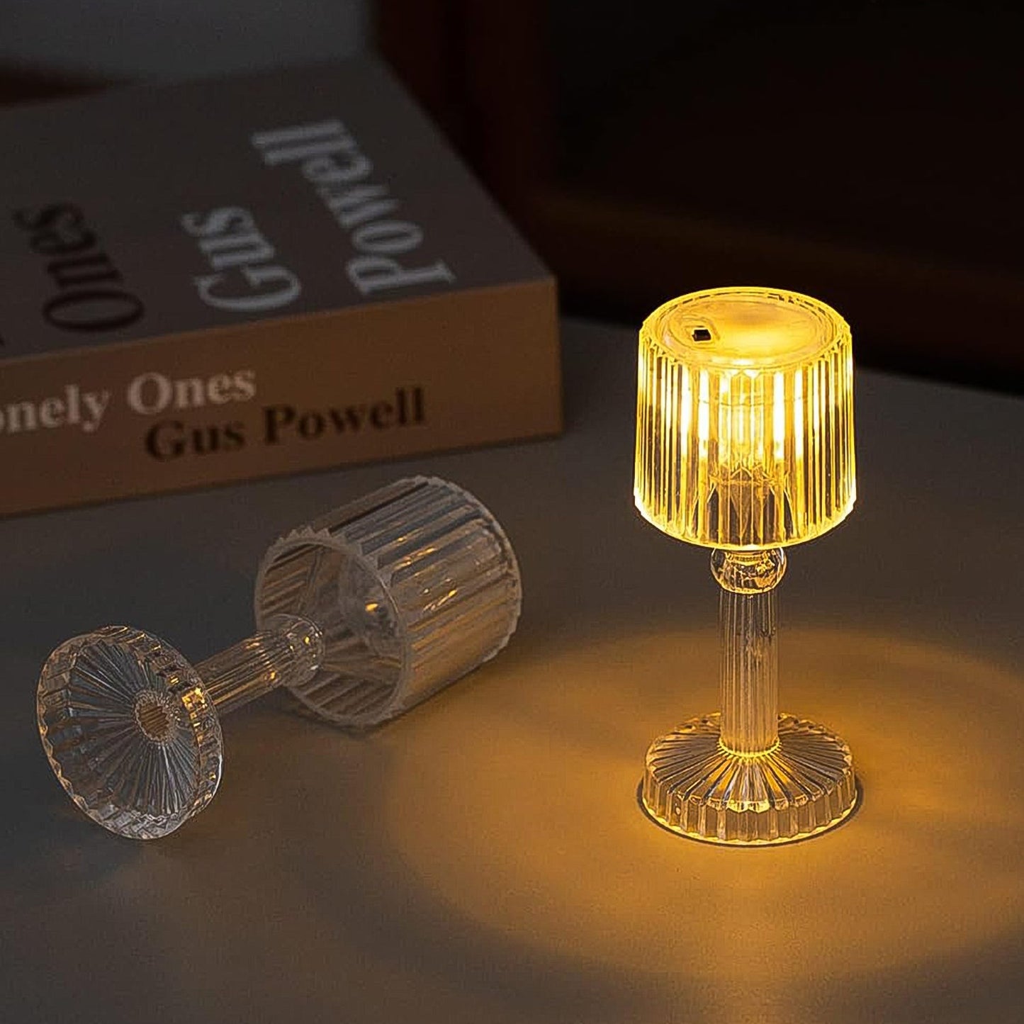 Mini Acrylic LED Crystal Table Lamp – Portable Desk Decor (1 Pc / Small)
