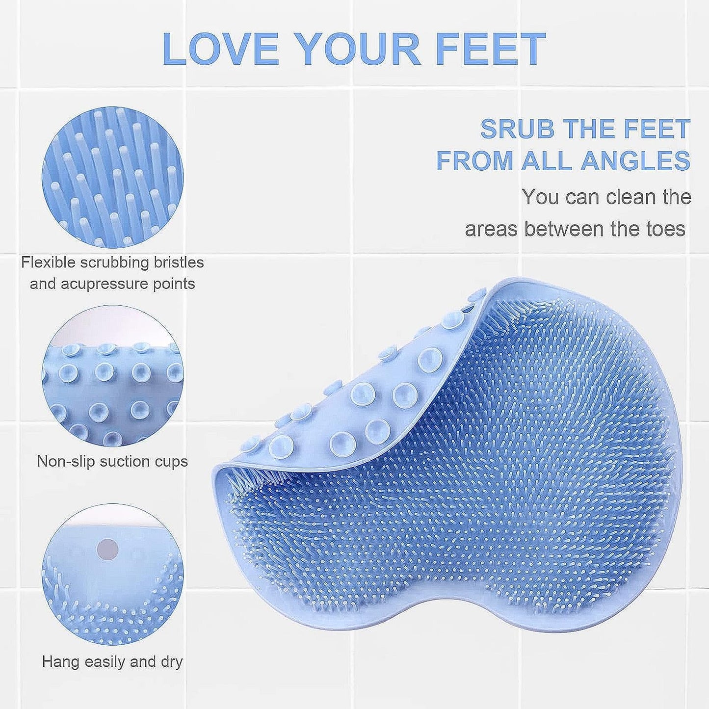 Silicone Bath Massage Cushion – Foot Scrubber & Suction Mat