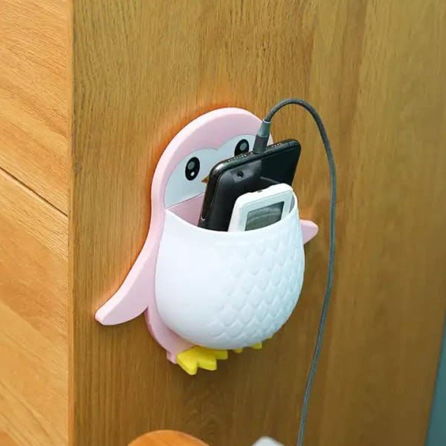 Penguin Wall Storage Box – Adhesive Holder for Remotes & Essentials