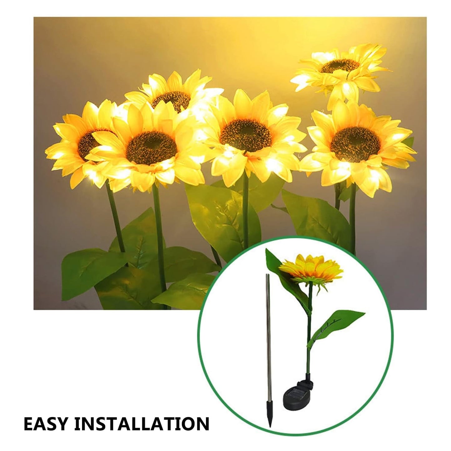 Solar Sunflower Garden Lights with Flash Mode & Waterproof Design - Set of 2