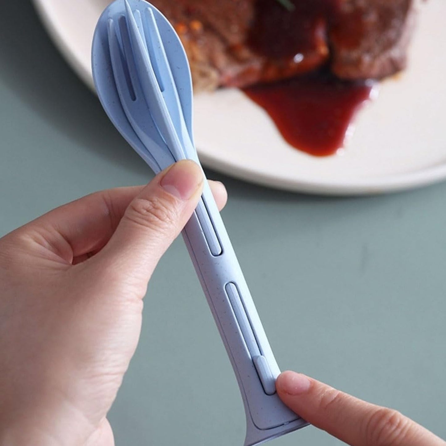 3-in-1 Reusable Cutlery Set – Spoon, Fork & Knife for Travel & Dining