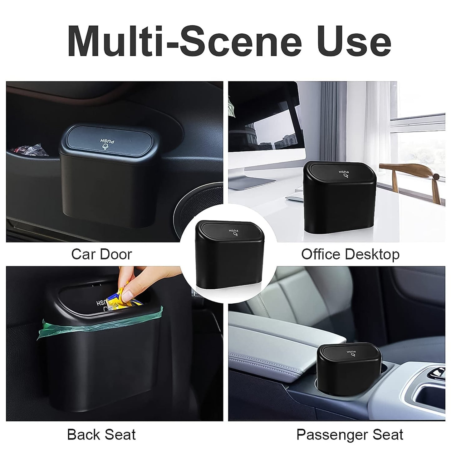 Mini Car Trash Can with Lid – Waterproof & Compact Storage