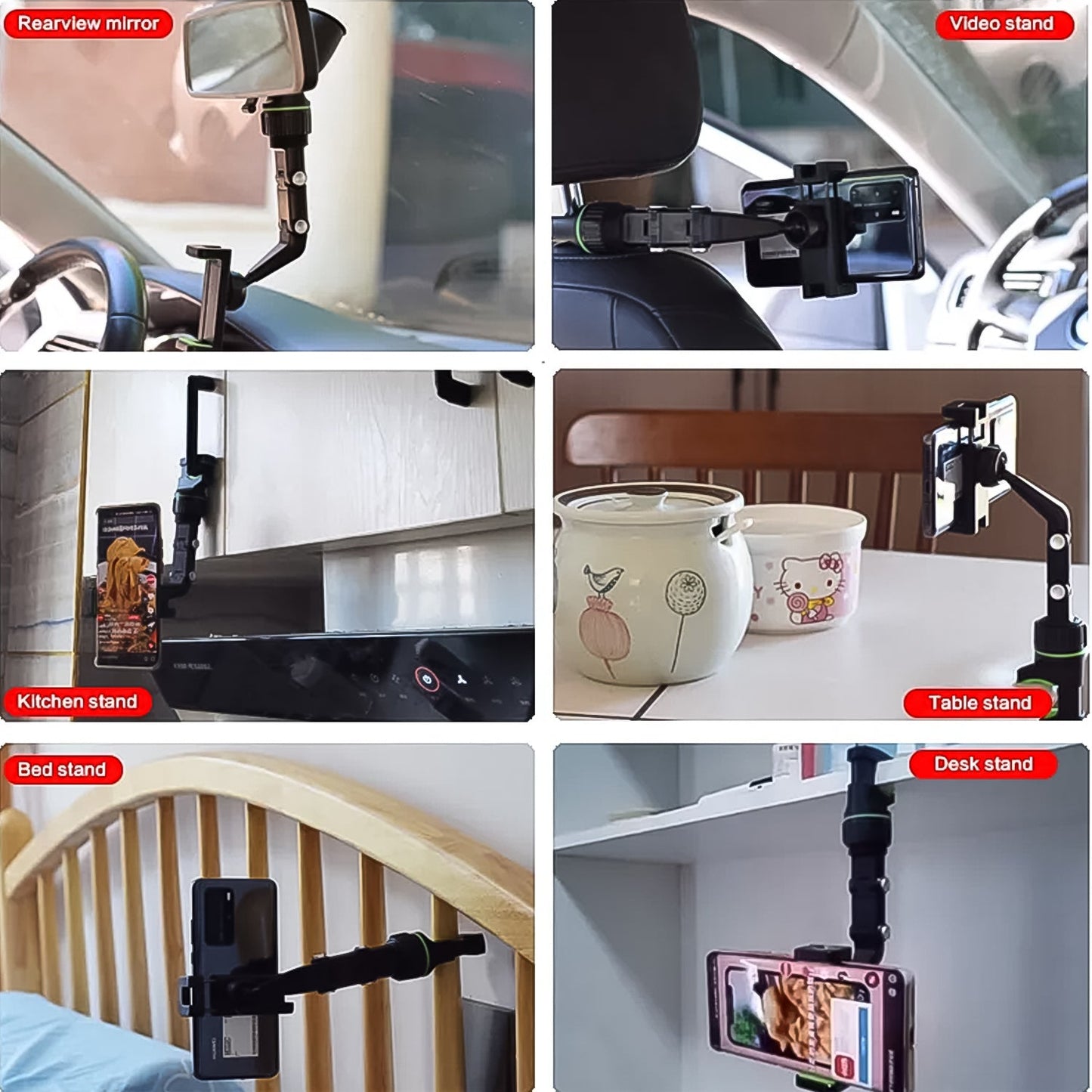 Multifunctional Car Rearview 360° Rotating Mobile Holder Clip