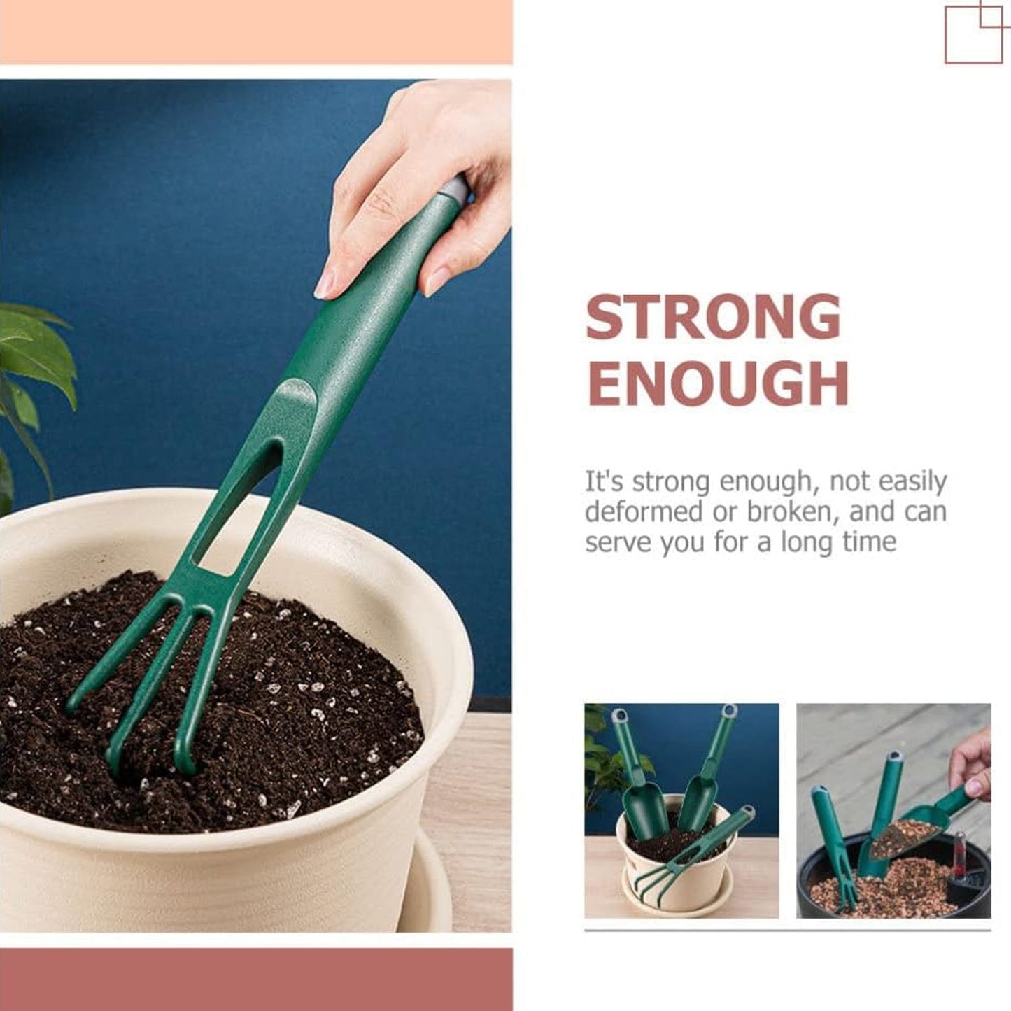 Heavy-Duty Garden Trowel & Hand Cultivator Set – Digging & Planting Tools - Set of 3