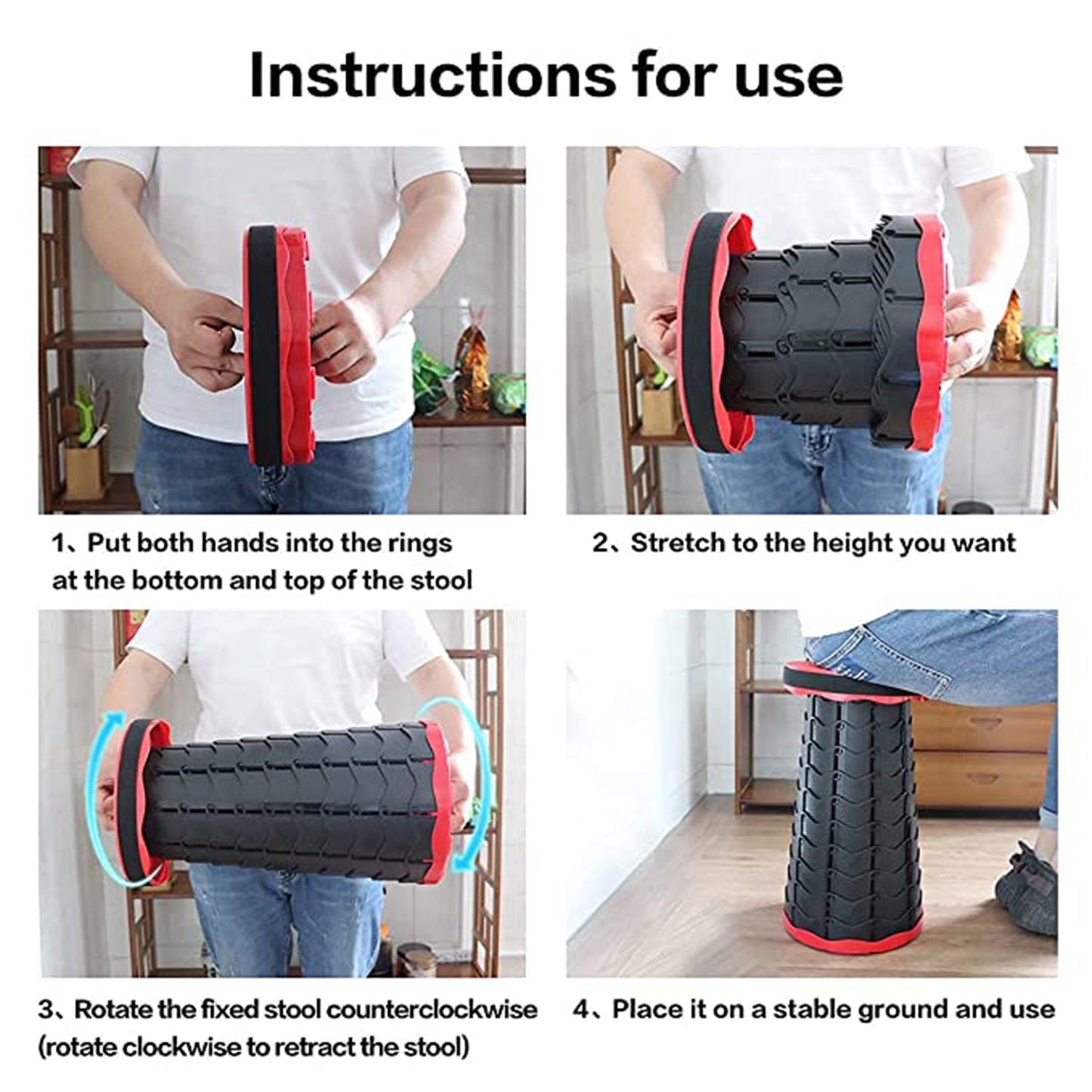 Retractable Telescopic Stool – Adjustable Height, Portable for Adults & Kids