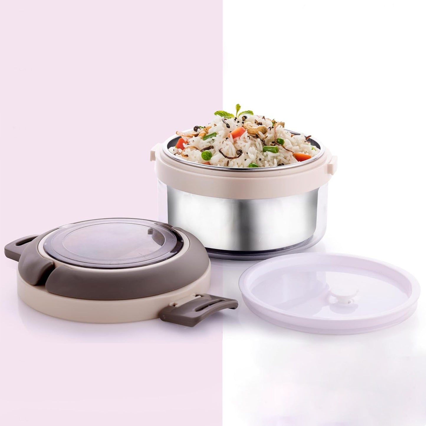 Ganesh Tiara 400ml Stainless Steel Insulated Lunch Box with Leakproof Lid & Folding Spoon – Compact Tiffin for Office, School & Travel