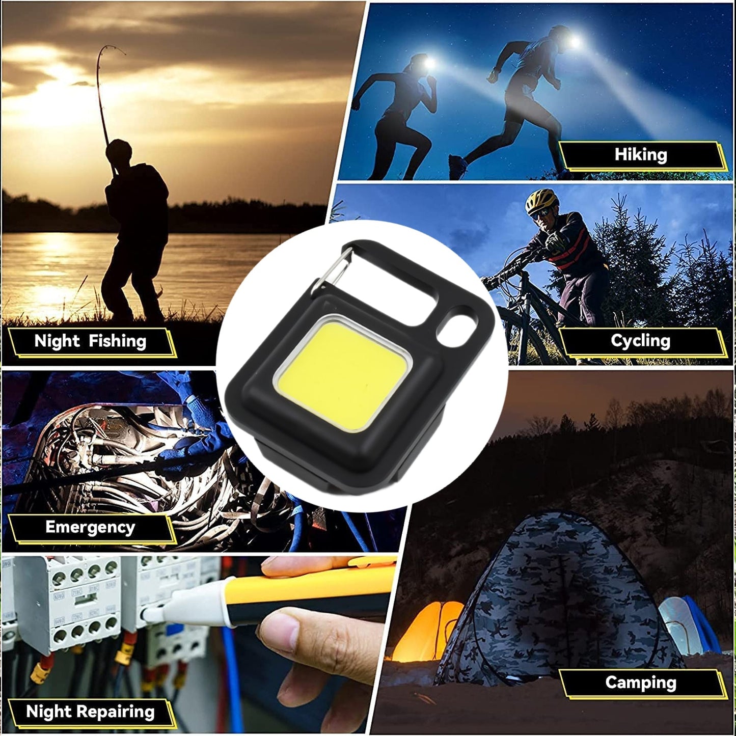 LED Keychain Flashlight for Camping, Hiking & Emergency Use with Folding Stand & Bottle Opener (Battery Operated)