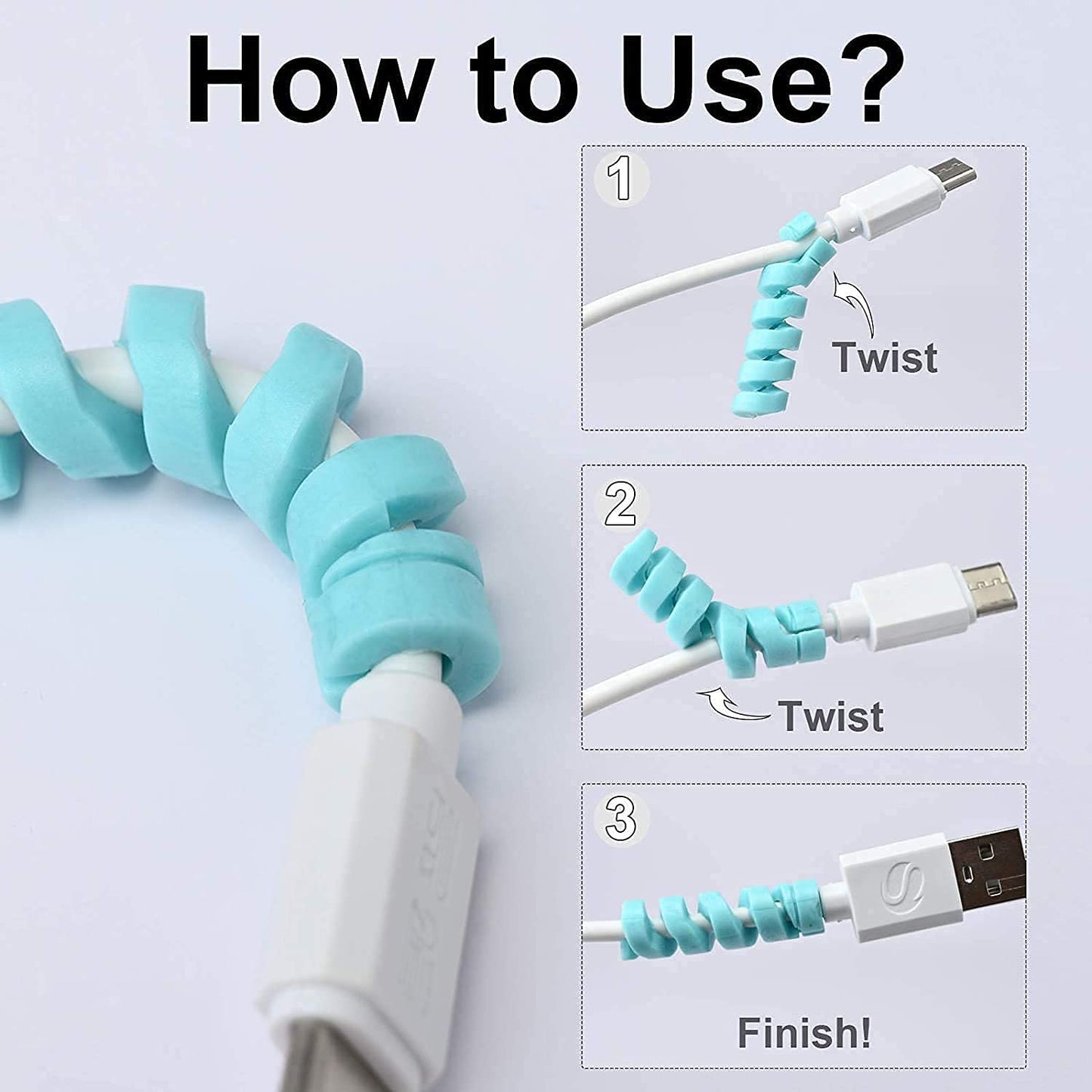 Spiral Charger Cable Protector – Data Cable Saver (Pack of 4)