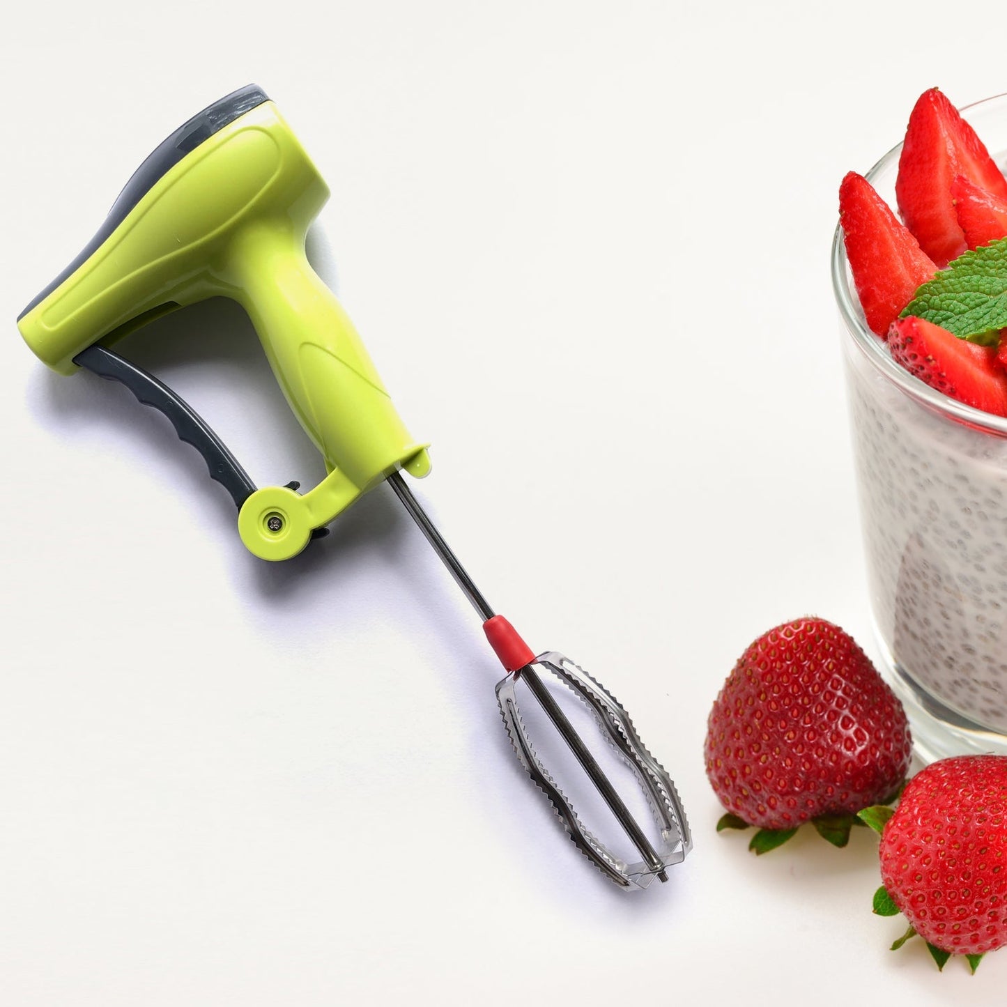 Power-Free Manual Hand Blender with Stainless Steel Blades – Milk Lassi Maker & Egg Beater