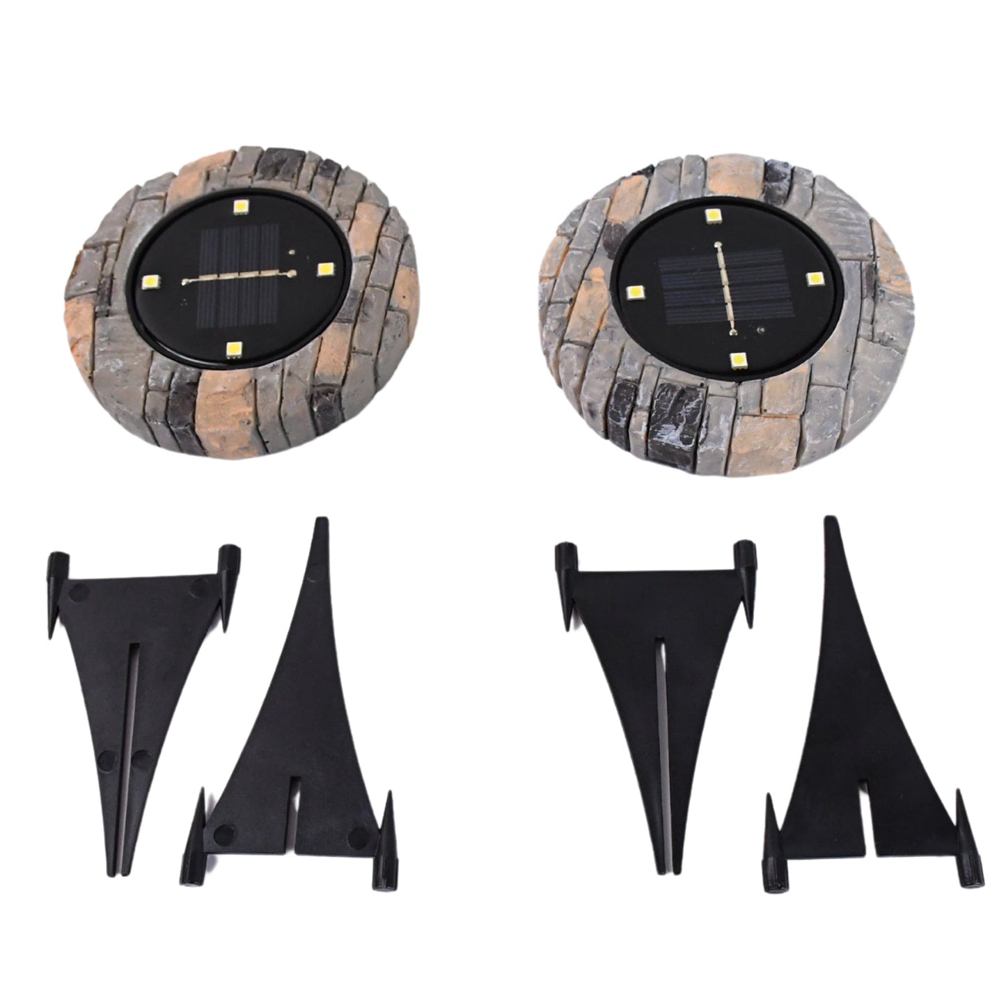 Disk Lights Slate – 2 Pc Heavy-Duty Solar Pathway Lights with 4 LEDs, Weatherproof & Auto On/Off