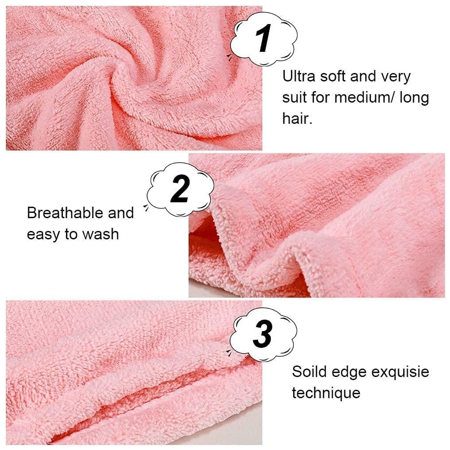 Microfiber Hair Wrap Towel Cap (1 Pc / 63x23 Cm / Random Color)