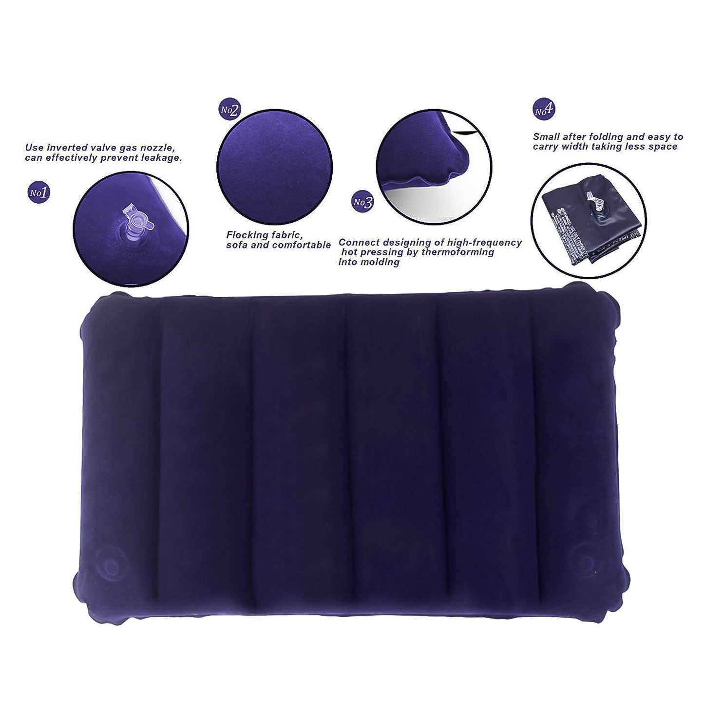 Velvet Air Inflatable Travel Pillow – Soft & Portable (Blue)