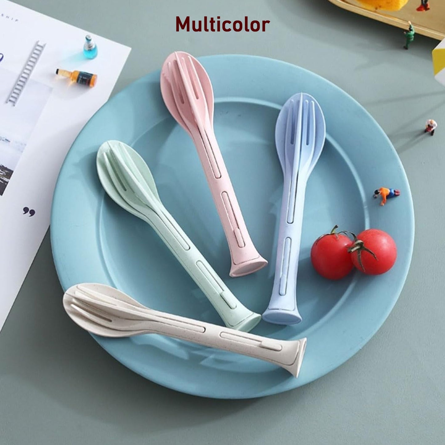 3-in-1 Reusable Cutlery Set – Spoon, Fork & Knife for Travel & Dining
