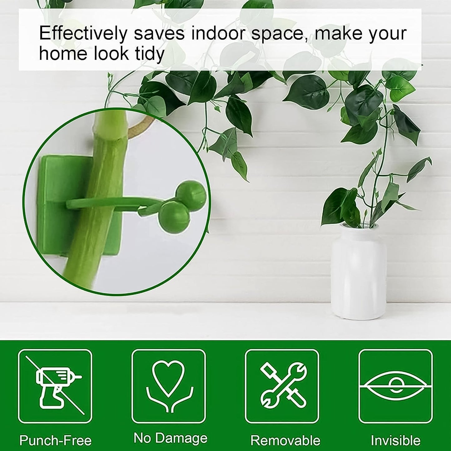 Plant Climbing Wall Fixture Clips – Self-Adhesive Vine Support Hooks for Home & Garden - Pack of 100