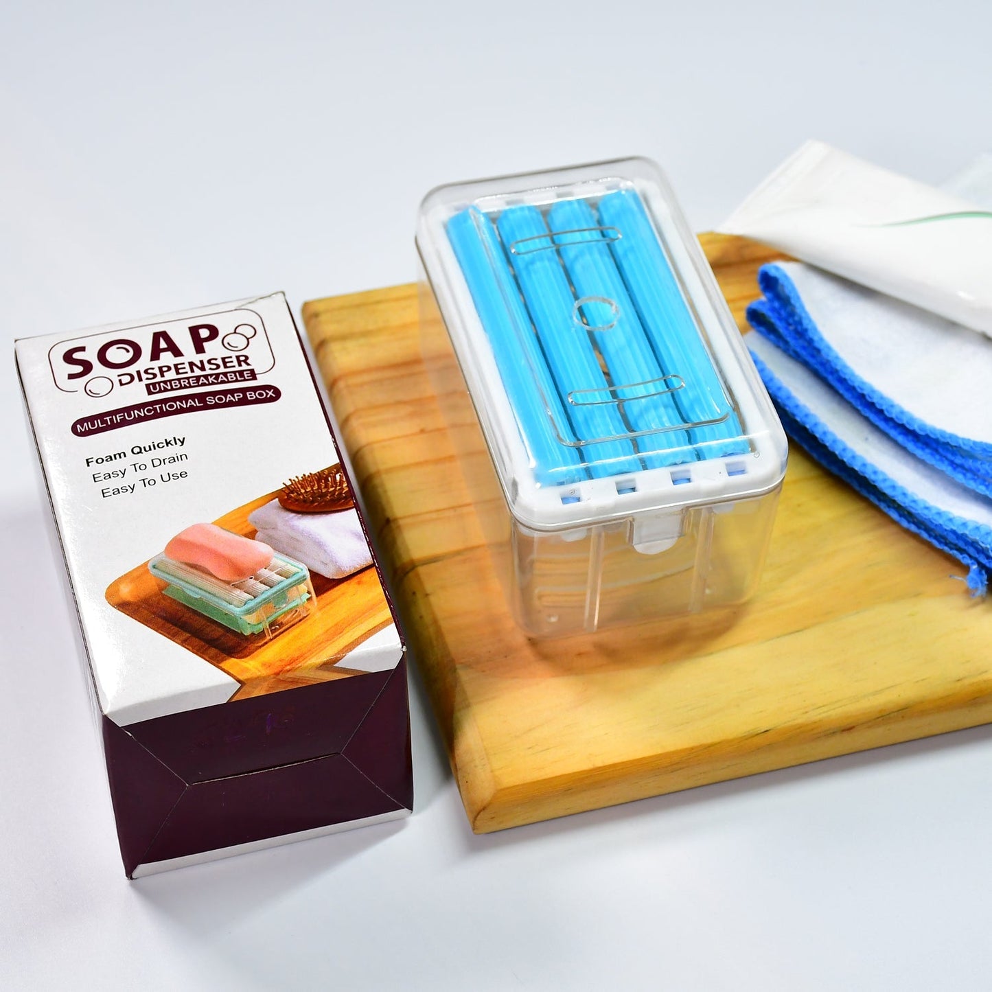 2-in-1 Portable Soap Dish & Dispenser with Roller – Home & Kitchen Use