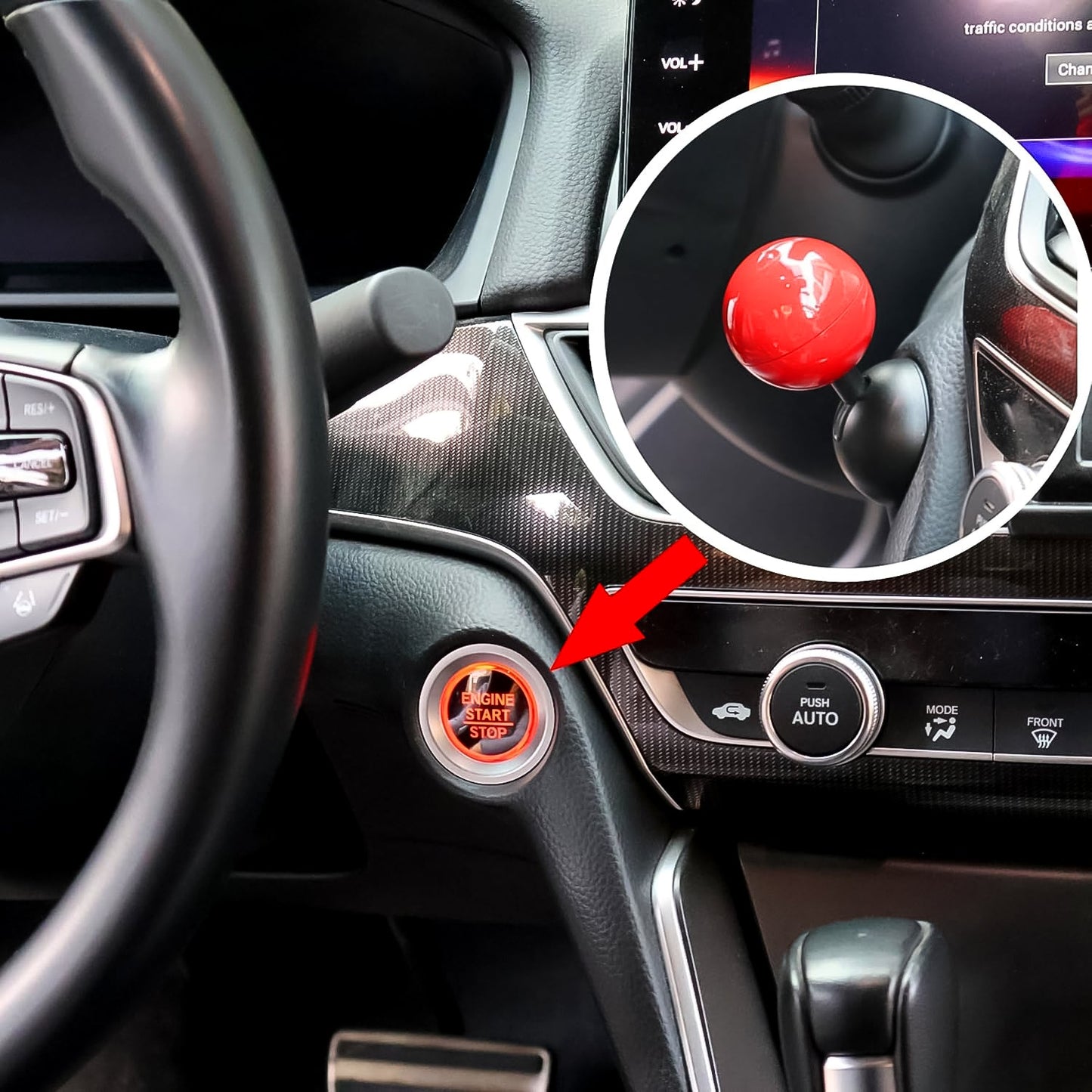 Ball Design Car Push Start Button Cover – Universal DIY Accessory (1 Pc)