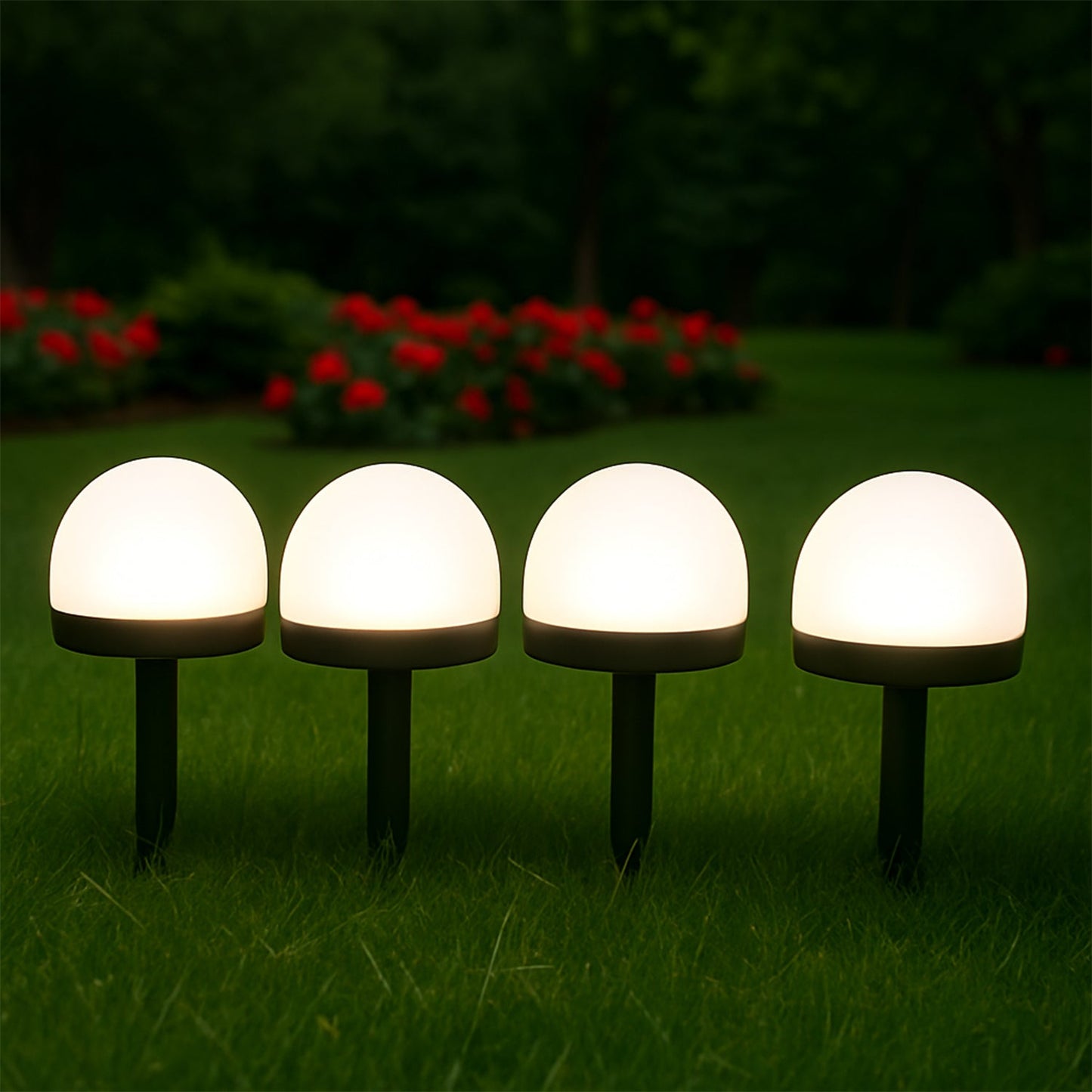 Dome Solar Garden Lights – 4 Pc LED Pathway Set, Auto On/Off