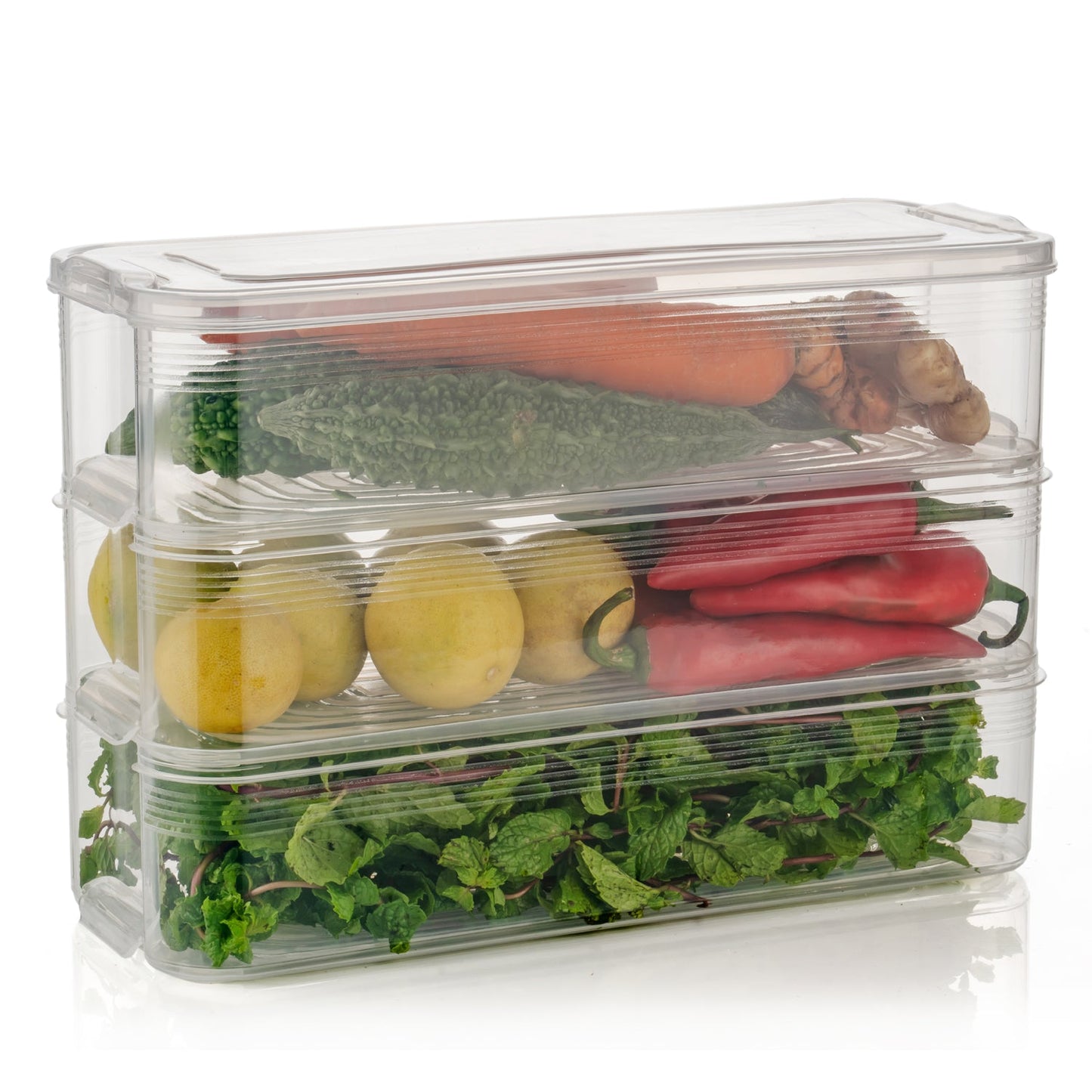 Stackable Fridge Storage Containers with Lid – Set of 3 (1500ml Each)