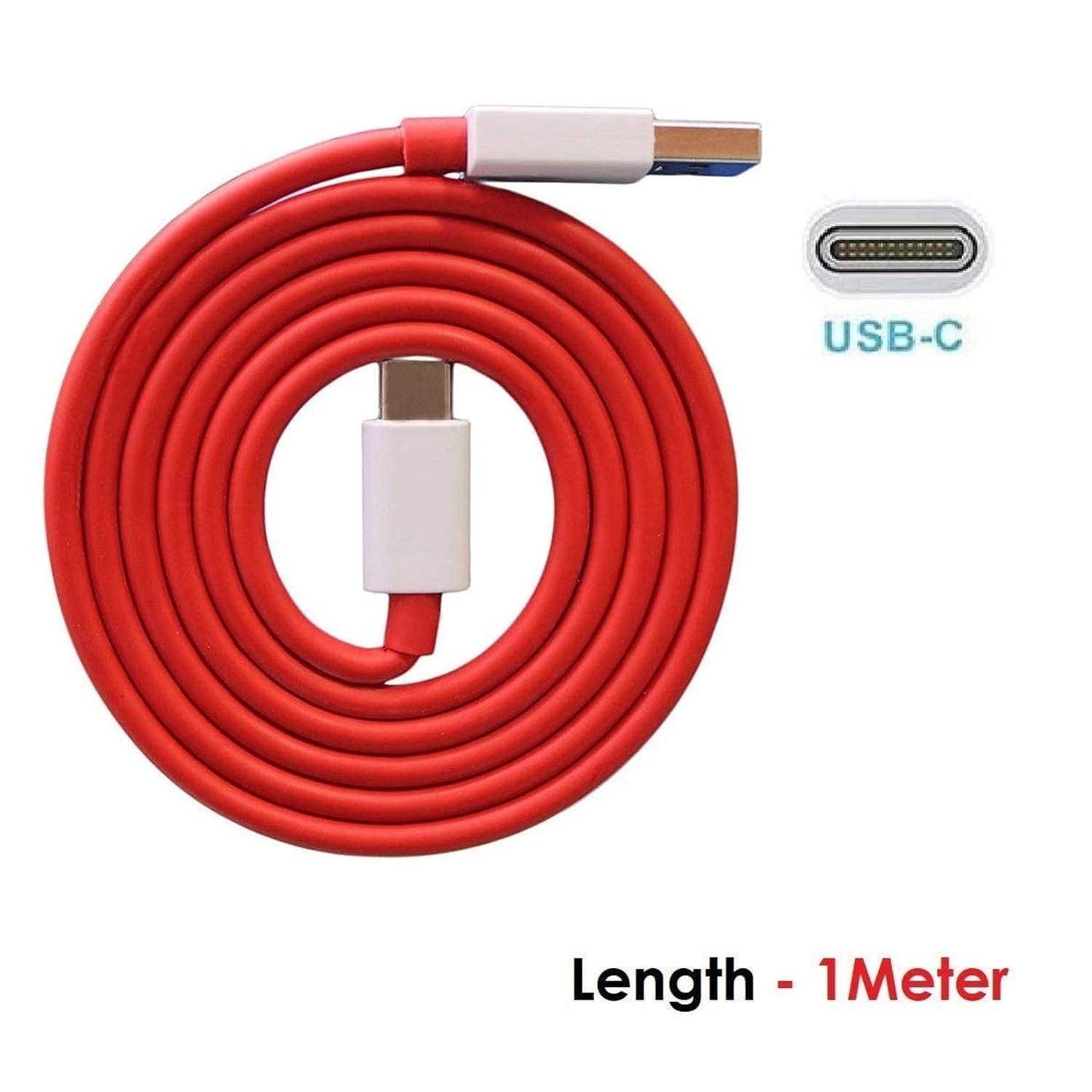 Type-C Fast Charging & Data Transfer USB Cable (Red, 1 Meter)