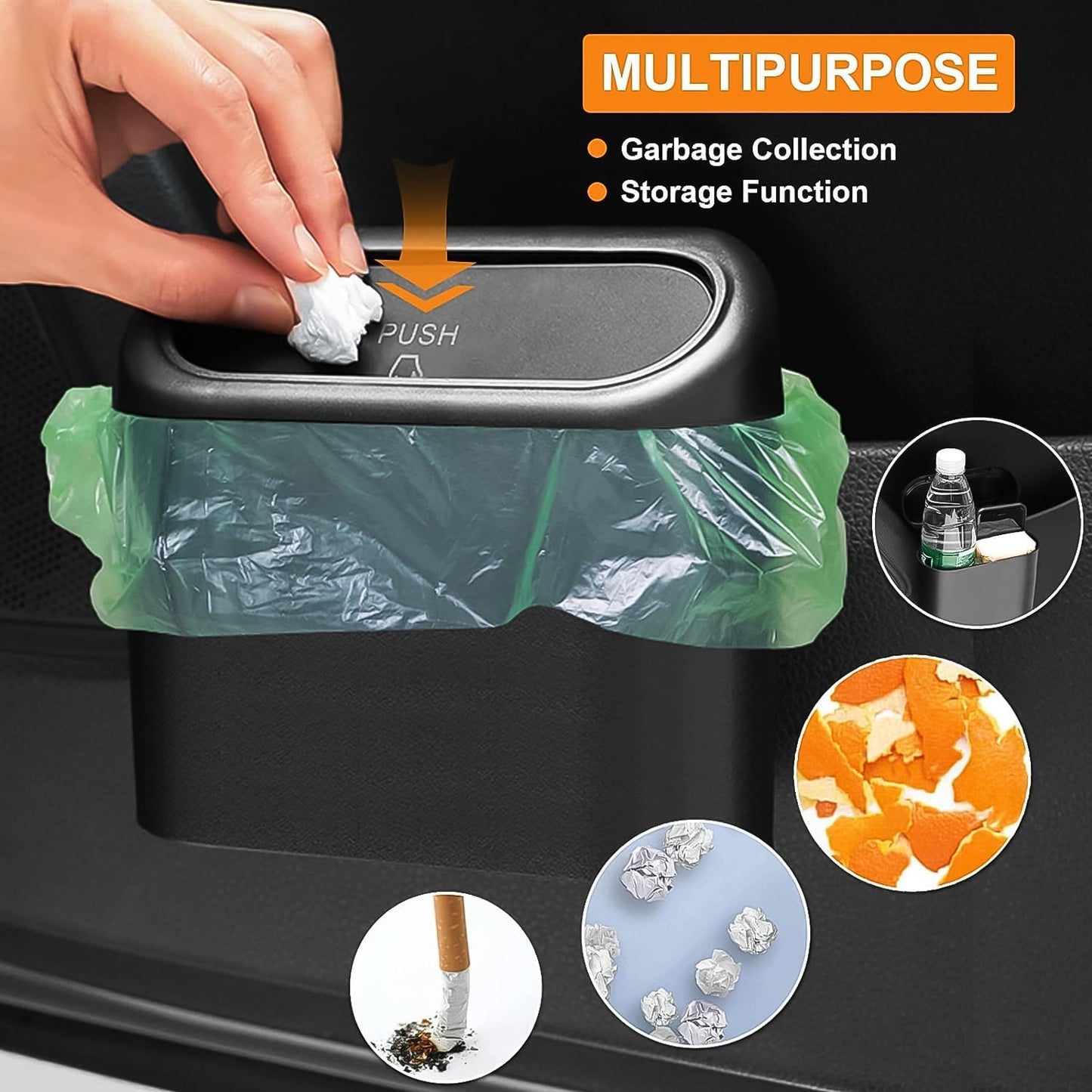 Mini Car Trash Can with Lid – Waterproof & Compact Storage
