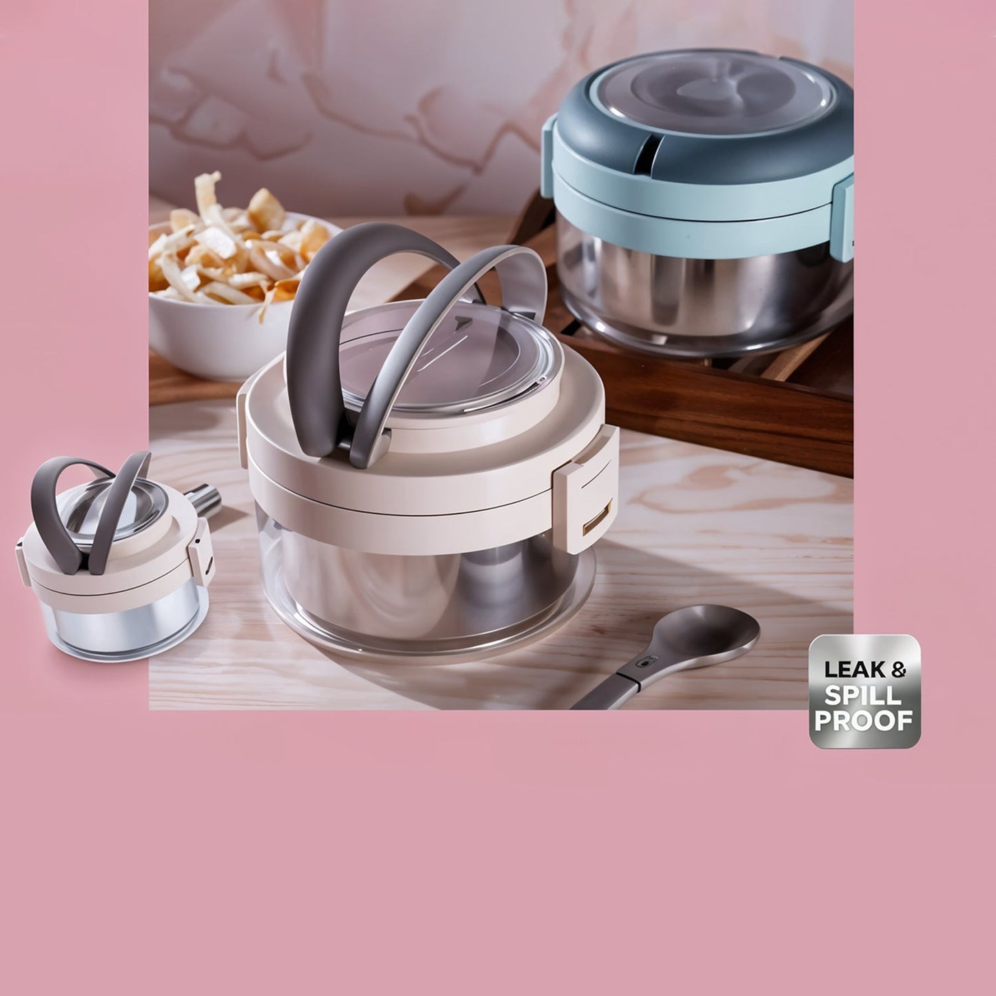 Ganesh Tiara 400ml Stainless Steel Insulated Lunch Box with Leakproof Lid & Folding Spoon – Compact Tiffin for Office, School & Travel