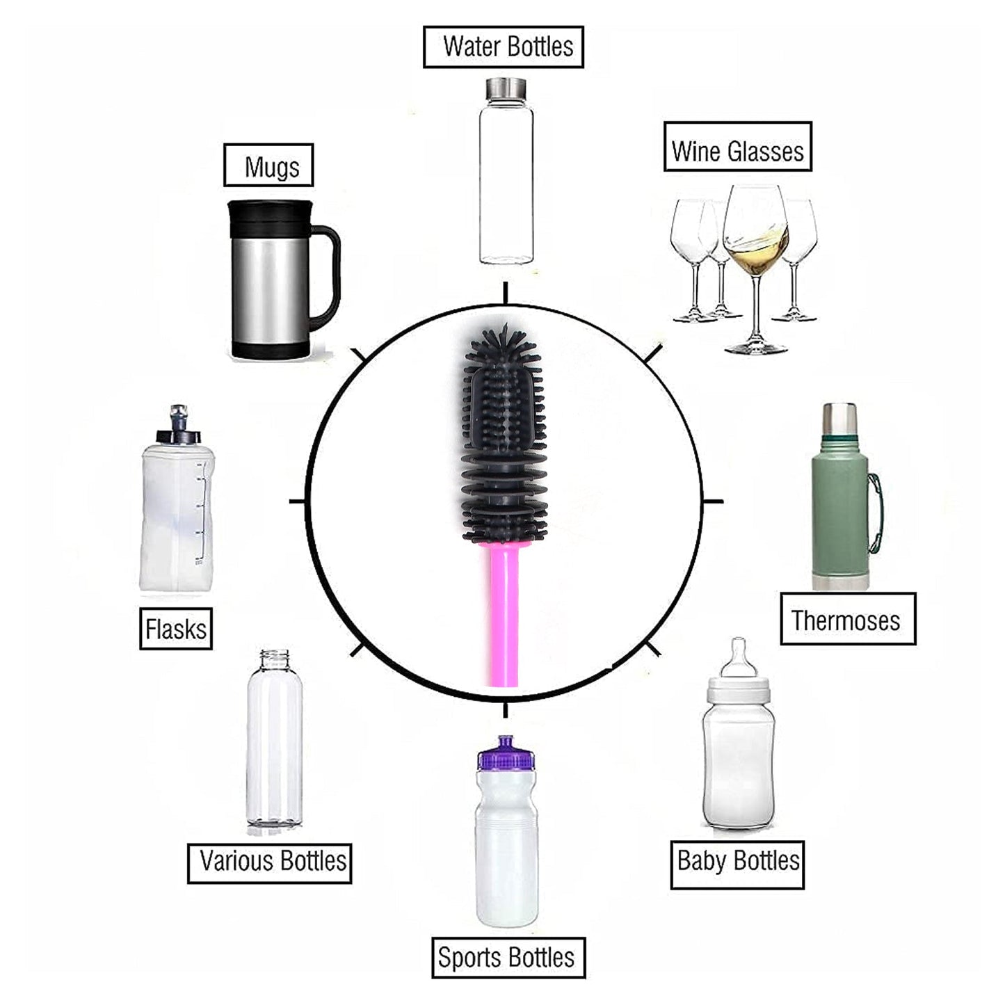Long Bottle Cleaning Brush for Narrow Neck Water Bottles