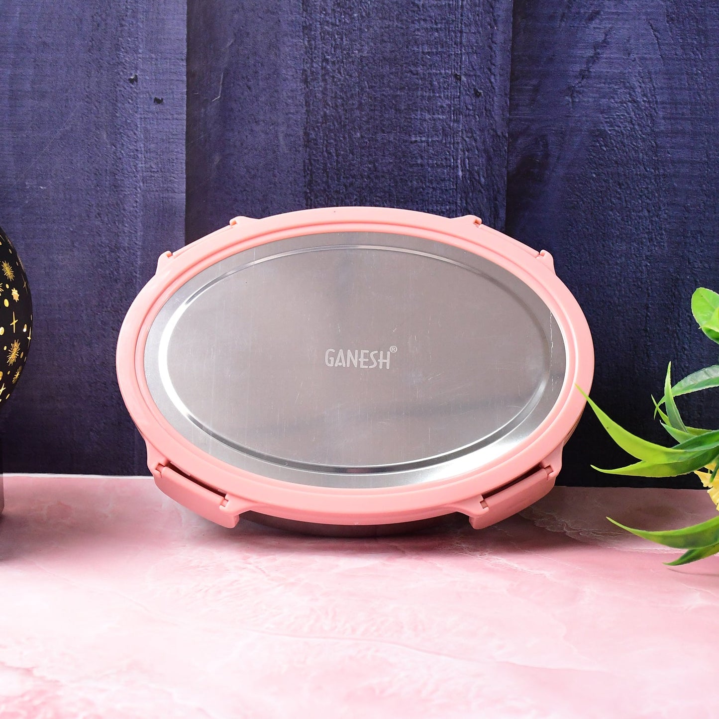 Ganesh Classy 2pc Stainless Steel Lunch Box Set – Oval & Triangle Tiffin