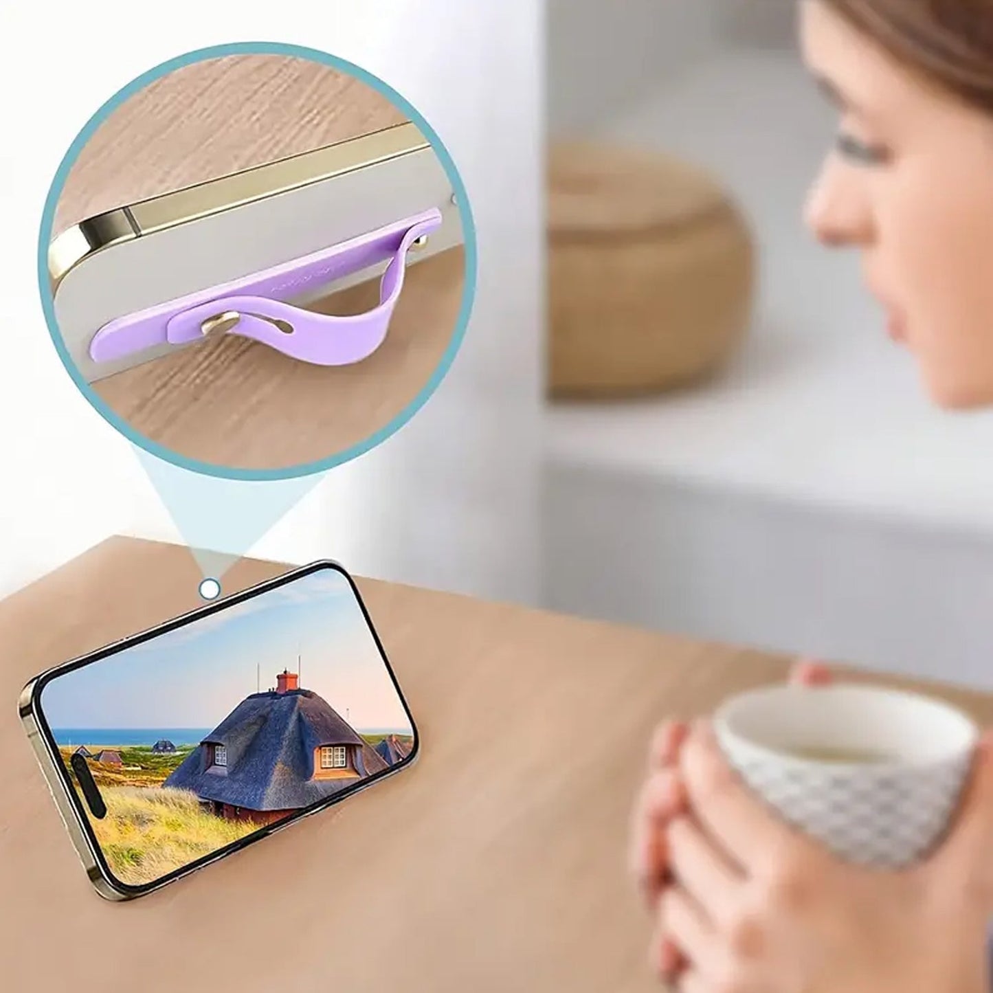 Phone Loop Finger Holder | Slim Silicone Grip Strap with Kickstand for Smartphones