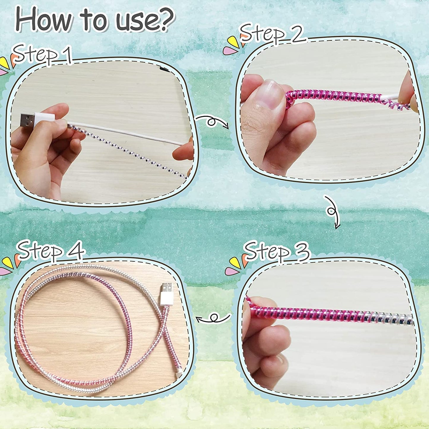 Metallic Spiral Cable Protector for Cords & Headphones – DIY Wrap