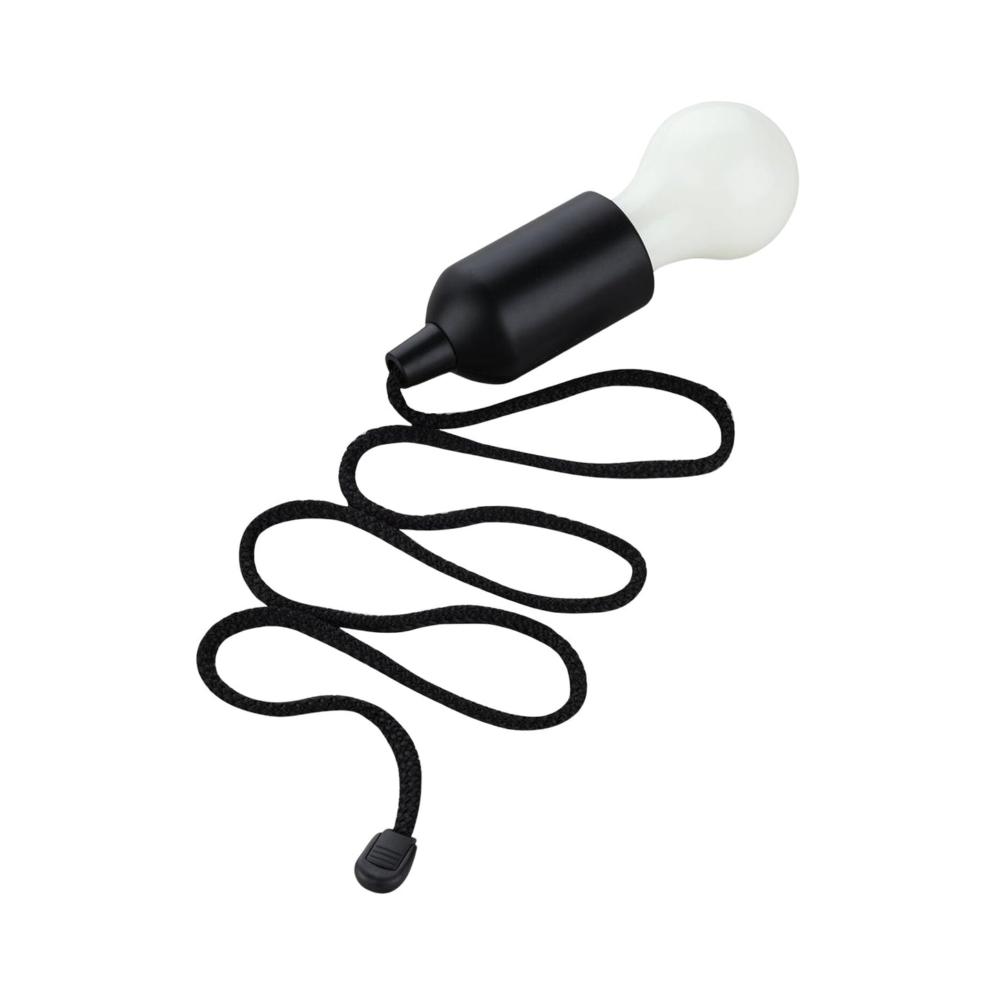 LED Pull Cord Light – Hanging Battery-Operated Bulb (Black, 1 Pc)