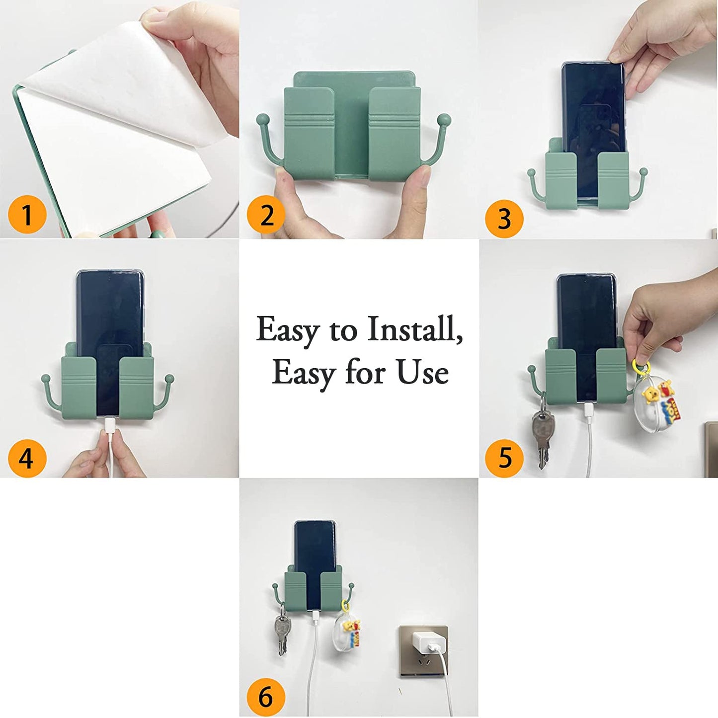 Wall Mount Mobile Stand with Hook – Compact Holder for Home & Office