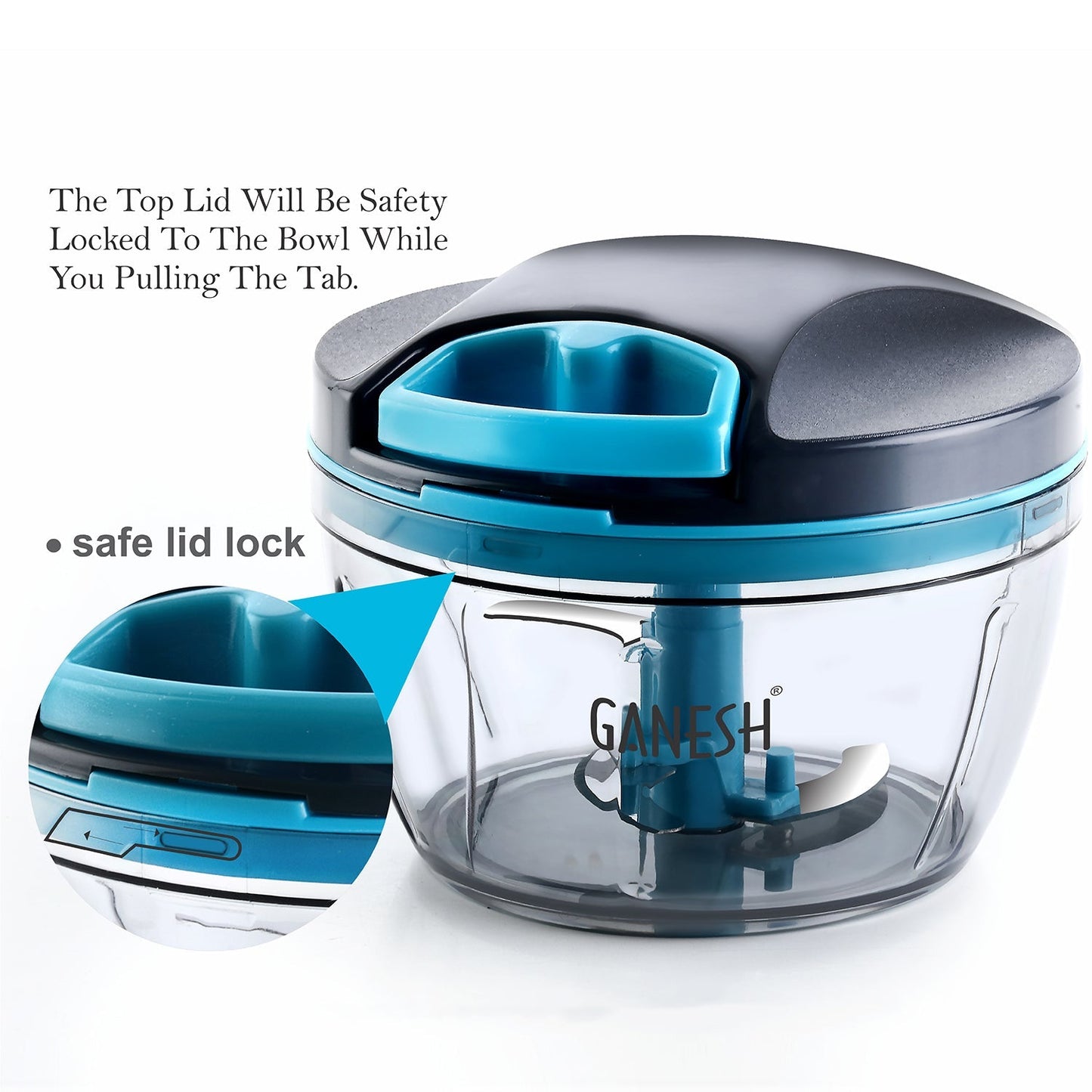 GANESH Wonder Chopper, Grey – 470ml, BPA Free, No Electricity Needed