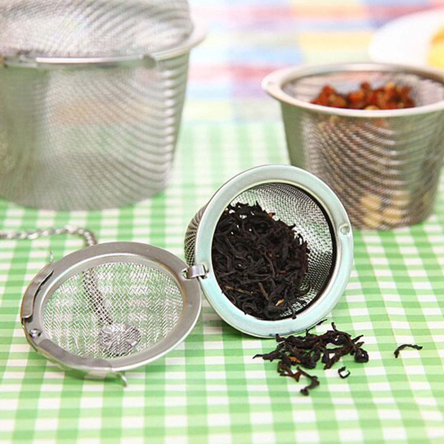 Stainless Steel Mesh Ball Tea Infuser with Chain for Spices & Loose Leaf