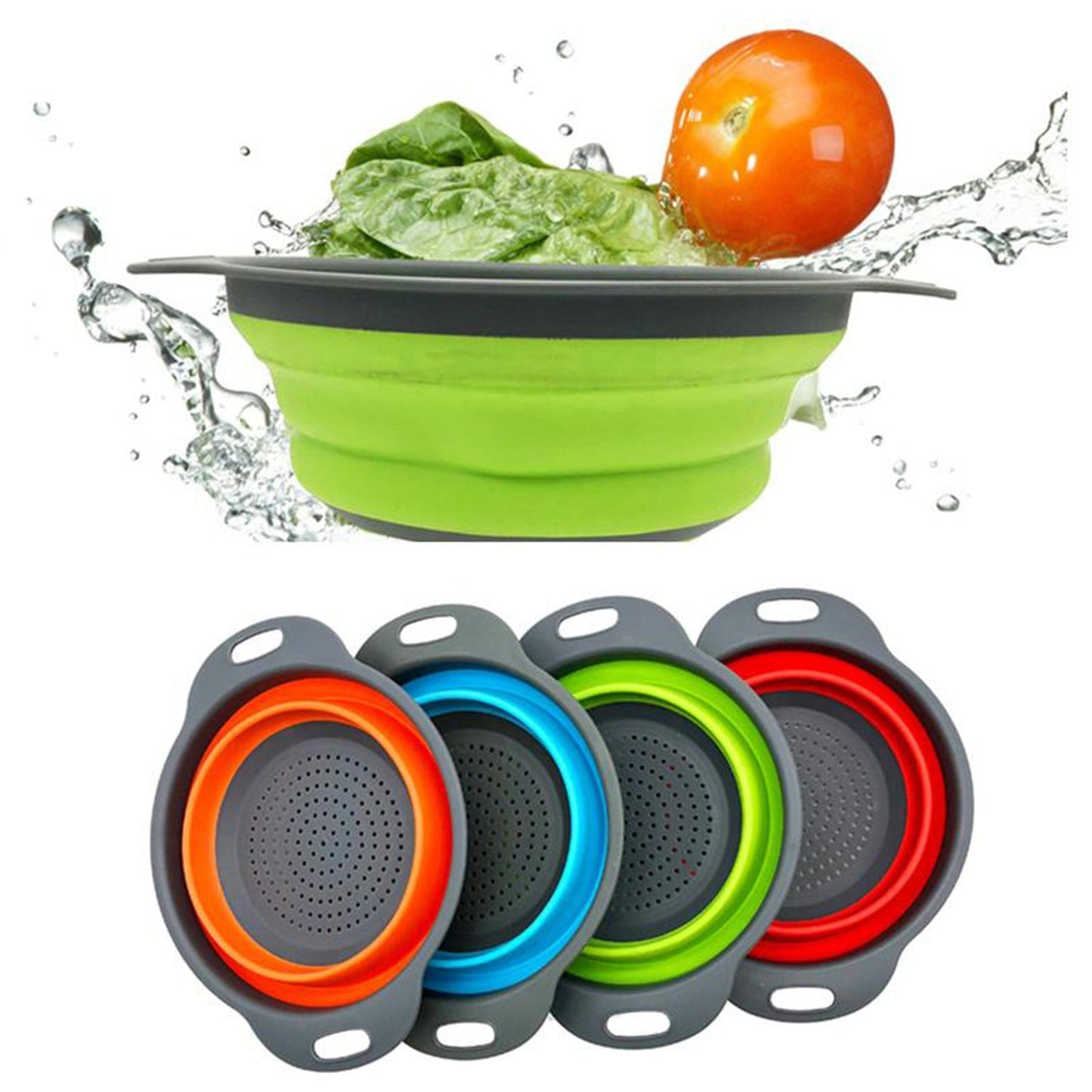 Foldable Round Silicone Strainer – Lightweight & Portable Kitchen Utensil