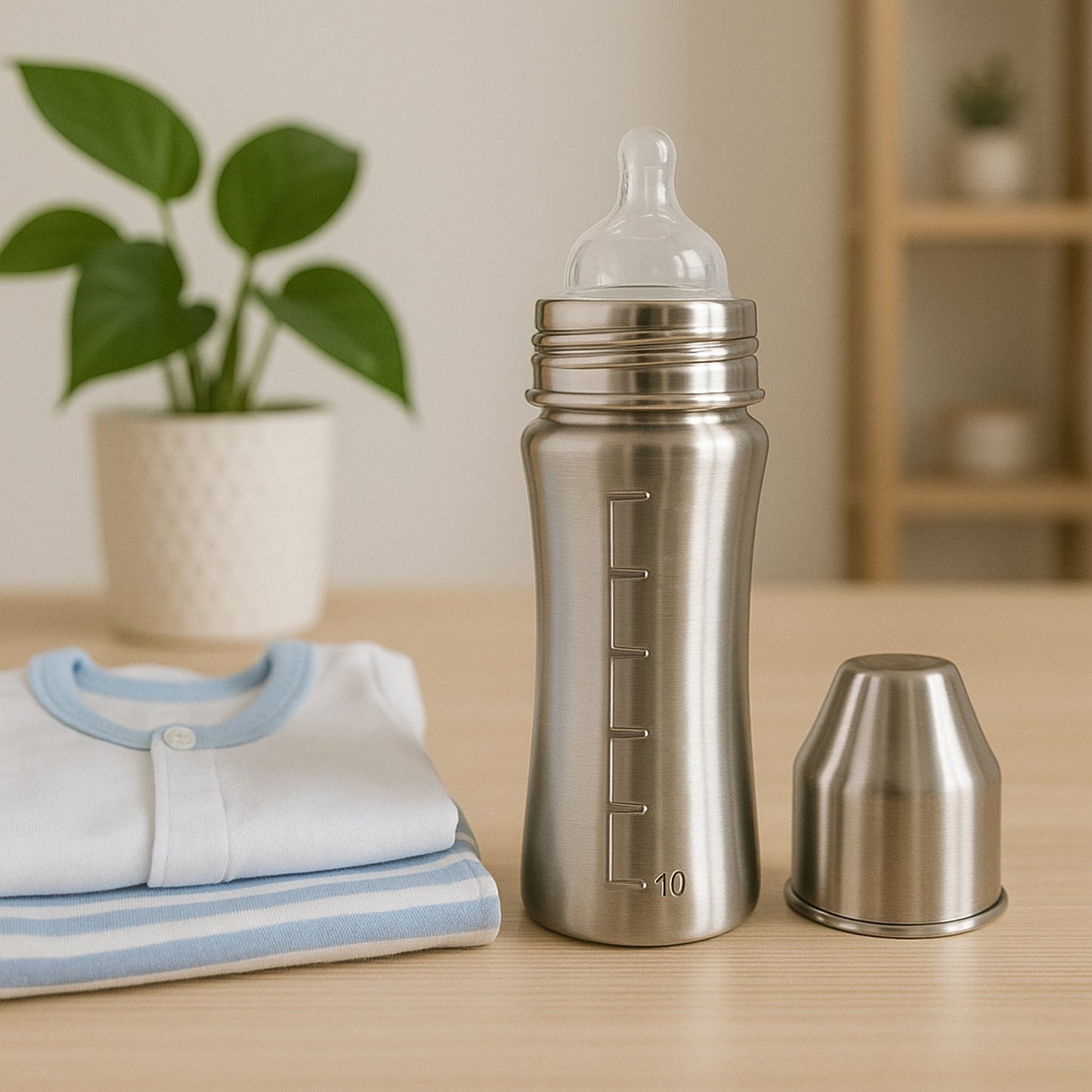 Ganesh Stainless Steel Baby Feeding Bottle, 250ml, BPA Free