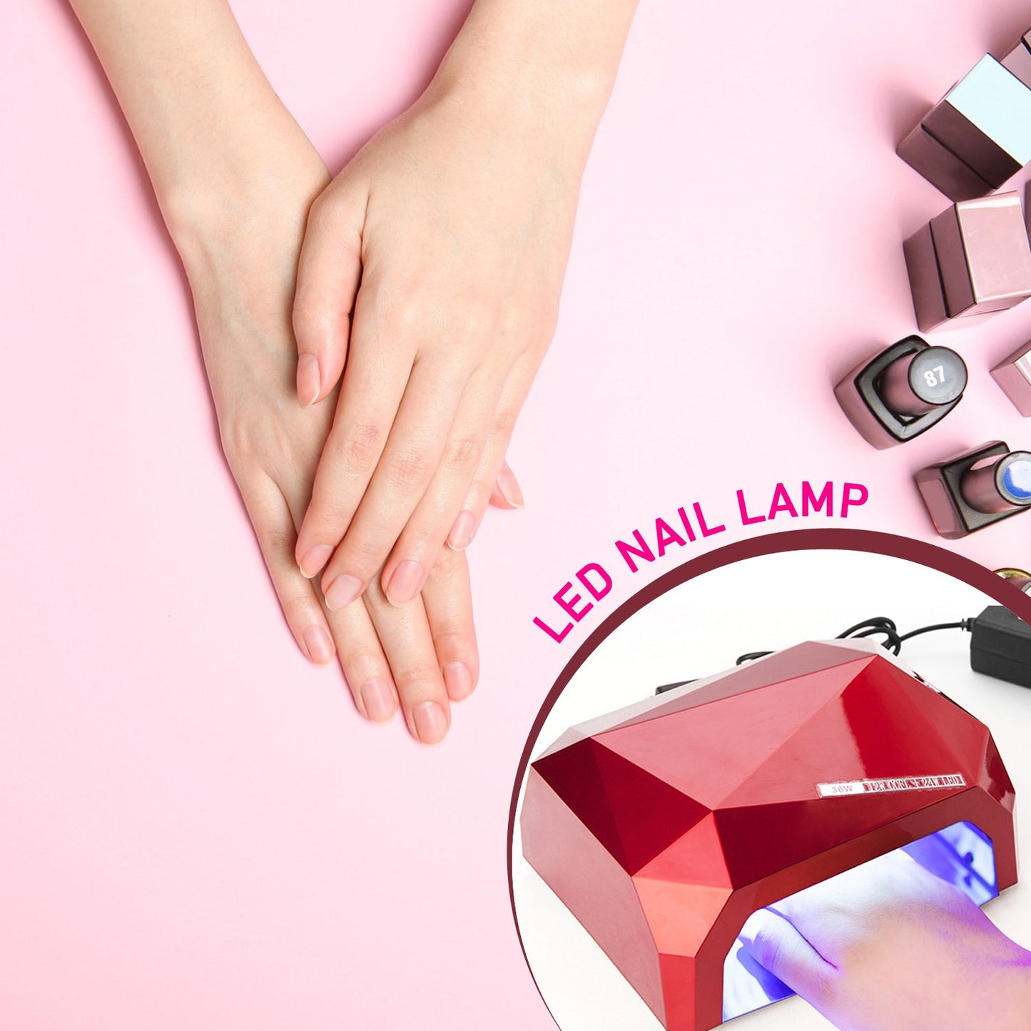36W LED Nail Dryer Lamp for Gel Polish, Diamond-Shaped UV/LED Curing Light for Manicure & Pedicure
