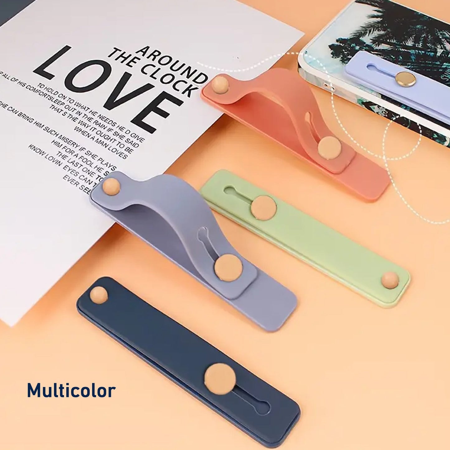 Phone Loop Finger Holder | Slim Silicone Grip Strap with Kickstand for Smartphones