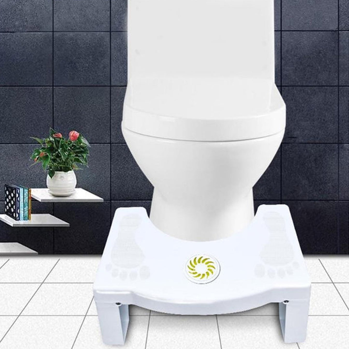 Plastic Non-Slip Folding Toilet Squat Stool – White (Compact Design)