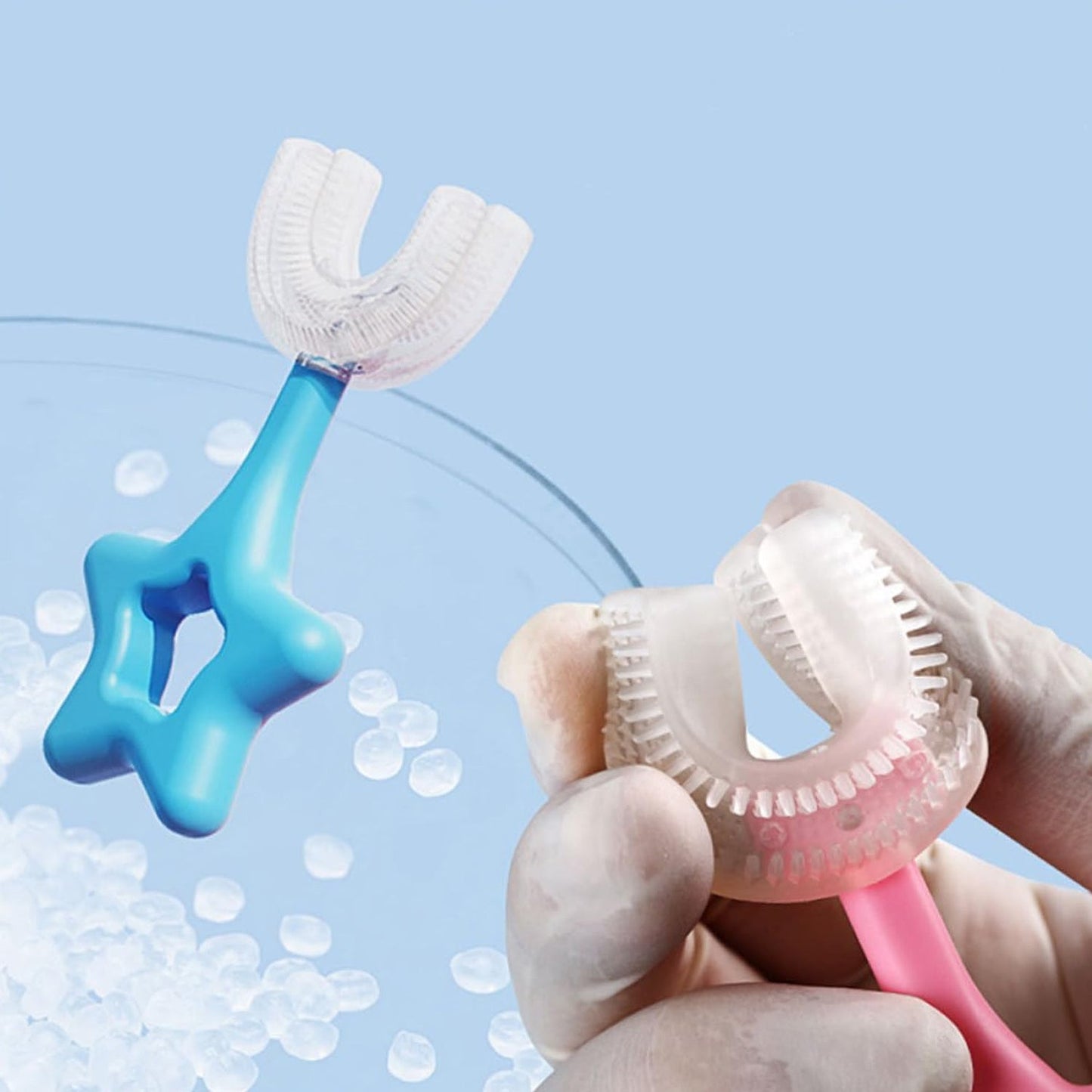 Star/U-Shape Silicone Toothbrush for Kids – Soft & Gentle Oral Care (1 Pc)