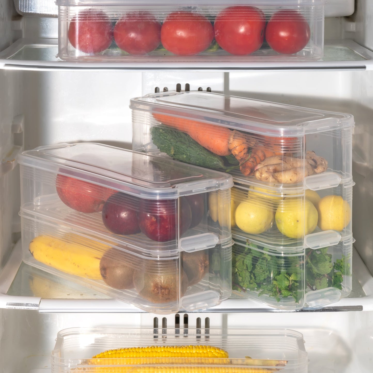 Stackable Fridge Storage Containers with Lid – Set of 3 (1500ml Each)