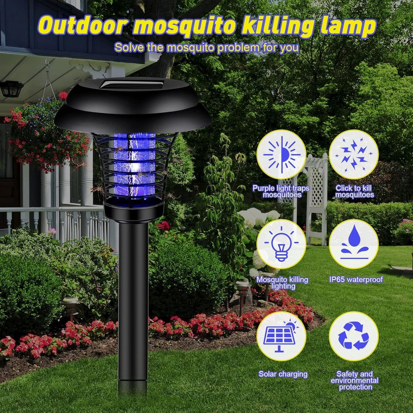 Medium Solar Bug Zapper & Garden Light – UV LED Mosquito Trap (1 Pc)