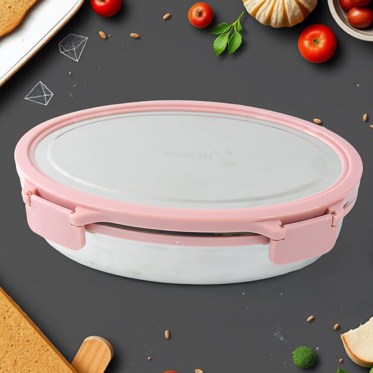 Ganesh Classy 2pc Stainless Steel Lunch Box Set – Oval & Triangle Tiffin
