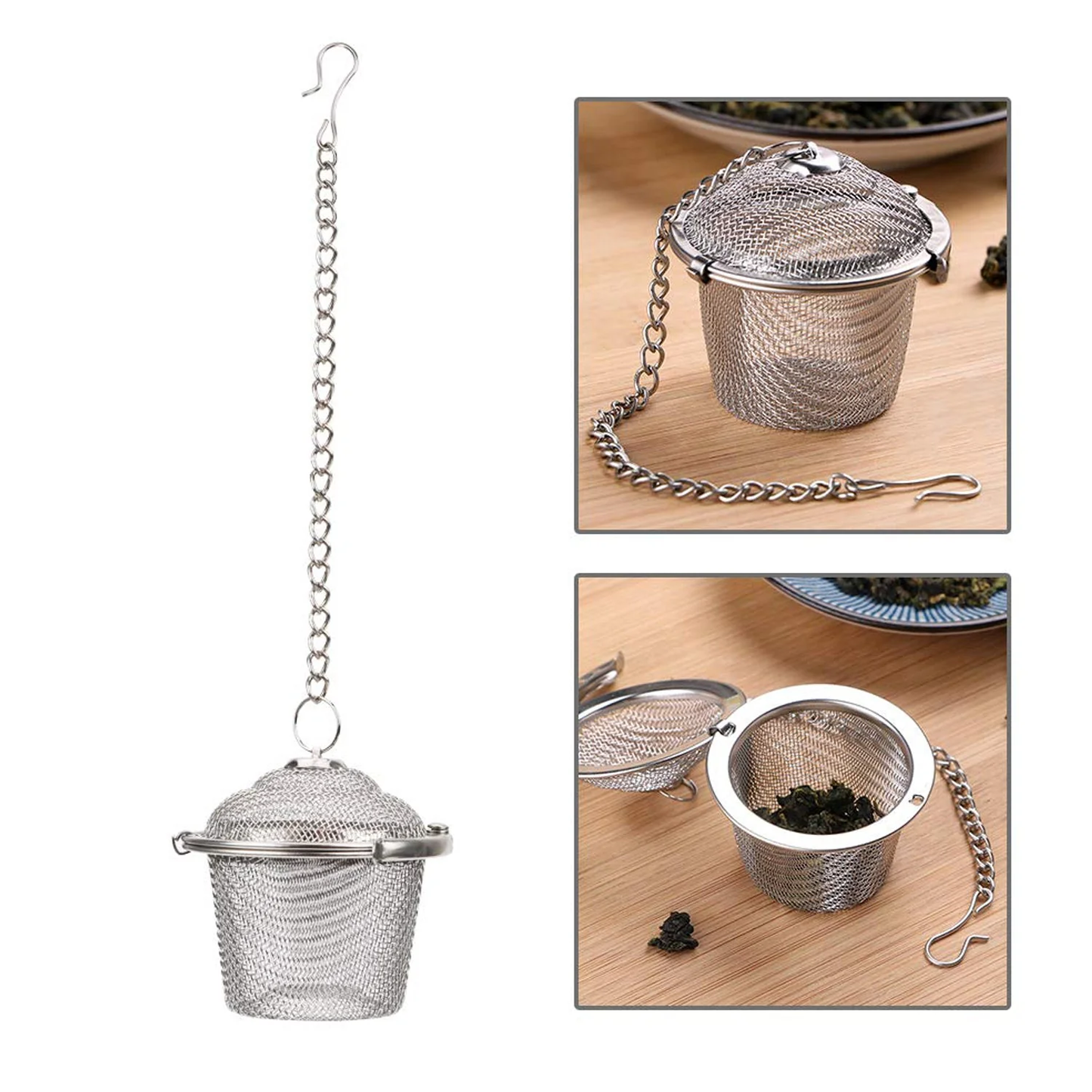 Stainless Steel Mesh Ball Tea Infuser with Chain for Spices & Loose Leaf