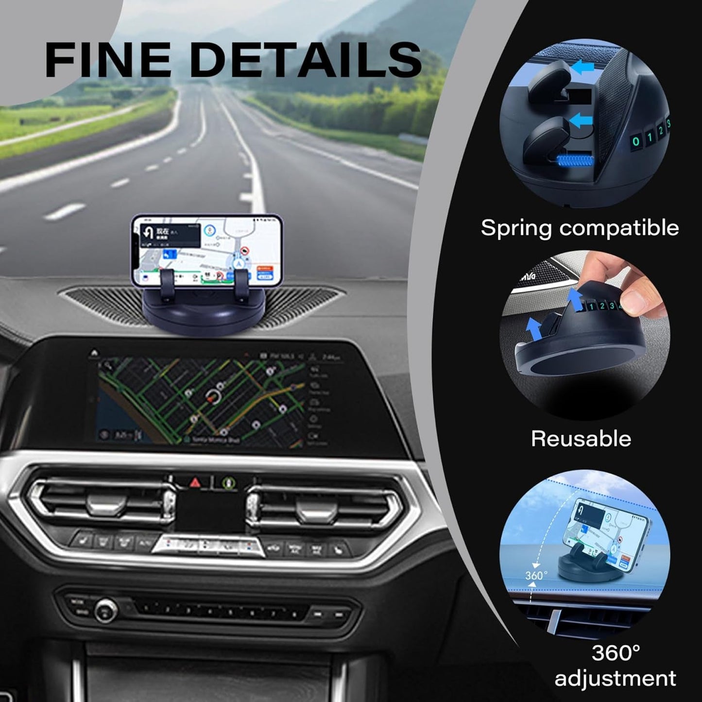 2-in-1 Car Anti-Slip Mat & Phone Holder – Non-Slip Sticky Dashboard Mount