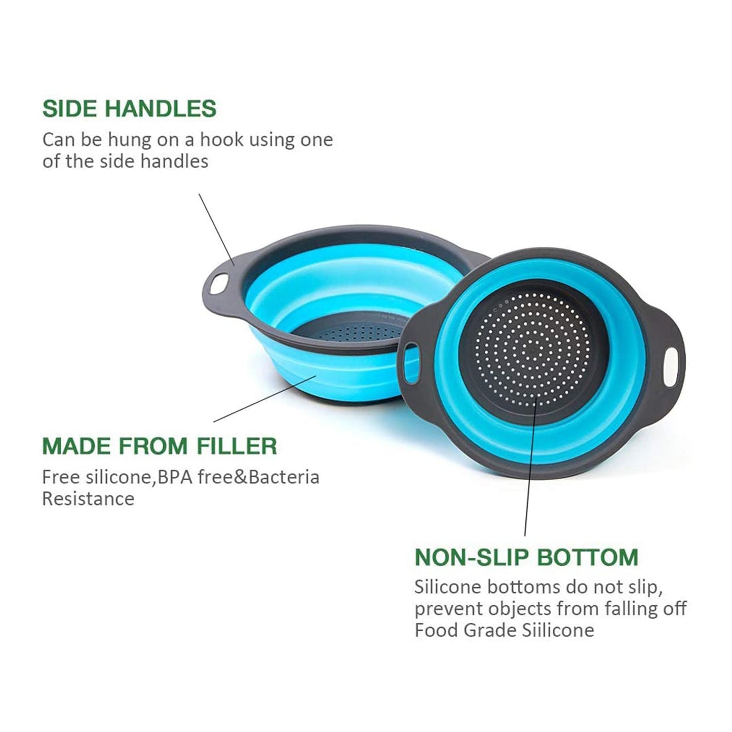 Foldable Round Silicone Strainer – Lightweight & Portable Kitchen Utensil