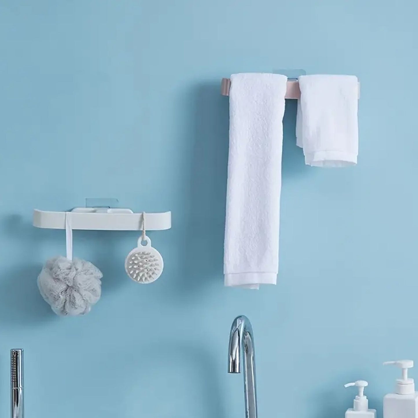 Self-Adhesive Bathroom Towel & Slipper Rack – Wall Mounted | No Drill | Multi-Purpose Holder