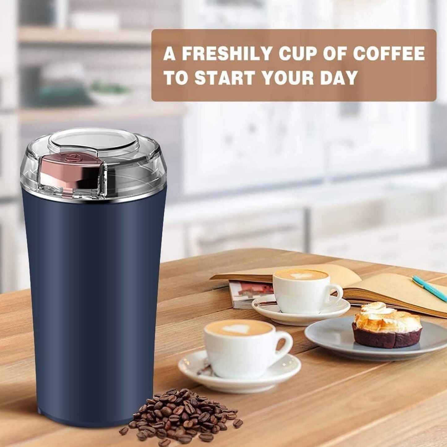 Stainless Steel Coffee Grinder Machine – 300W Multi-Blade Electric Grinder