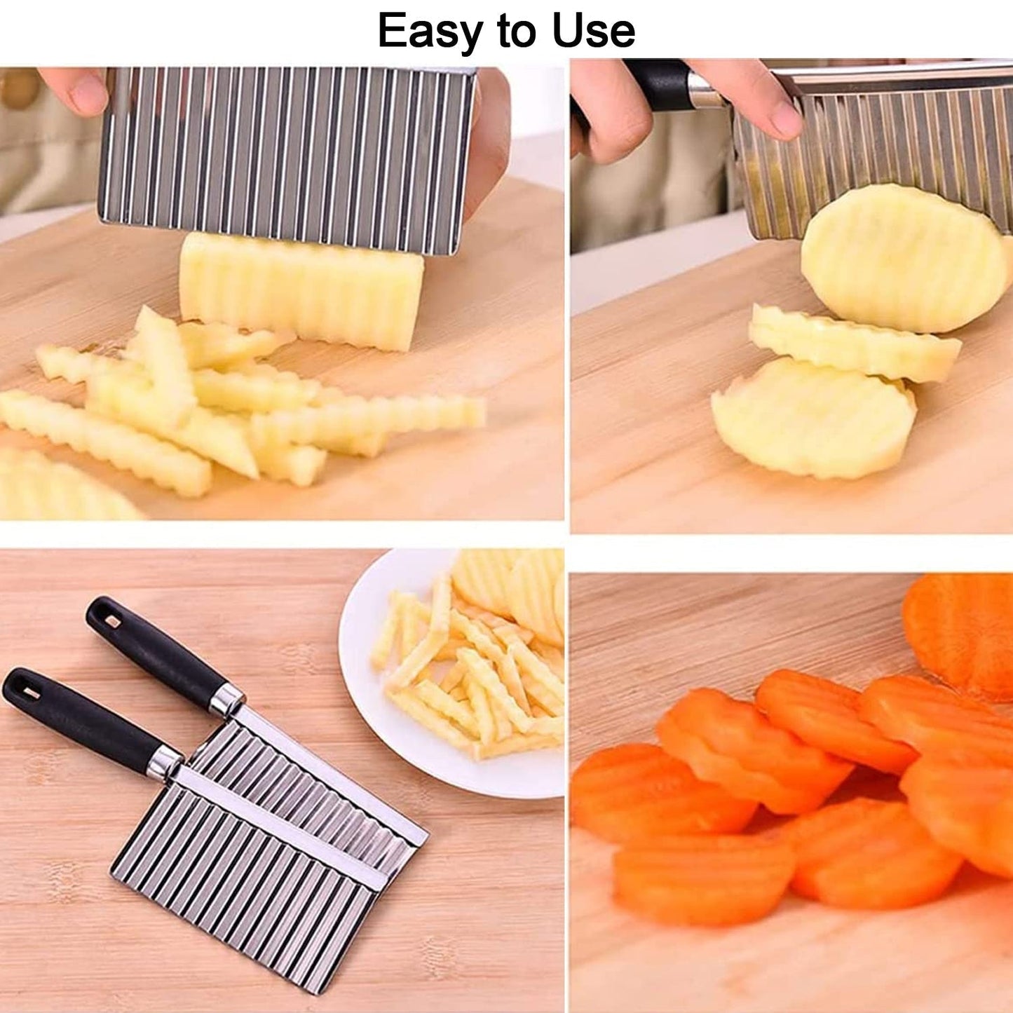 Stainless Steel Crinkle Cutter Knife – Wavy Blade for Veggies & Salad