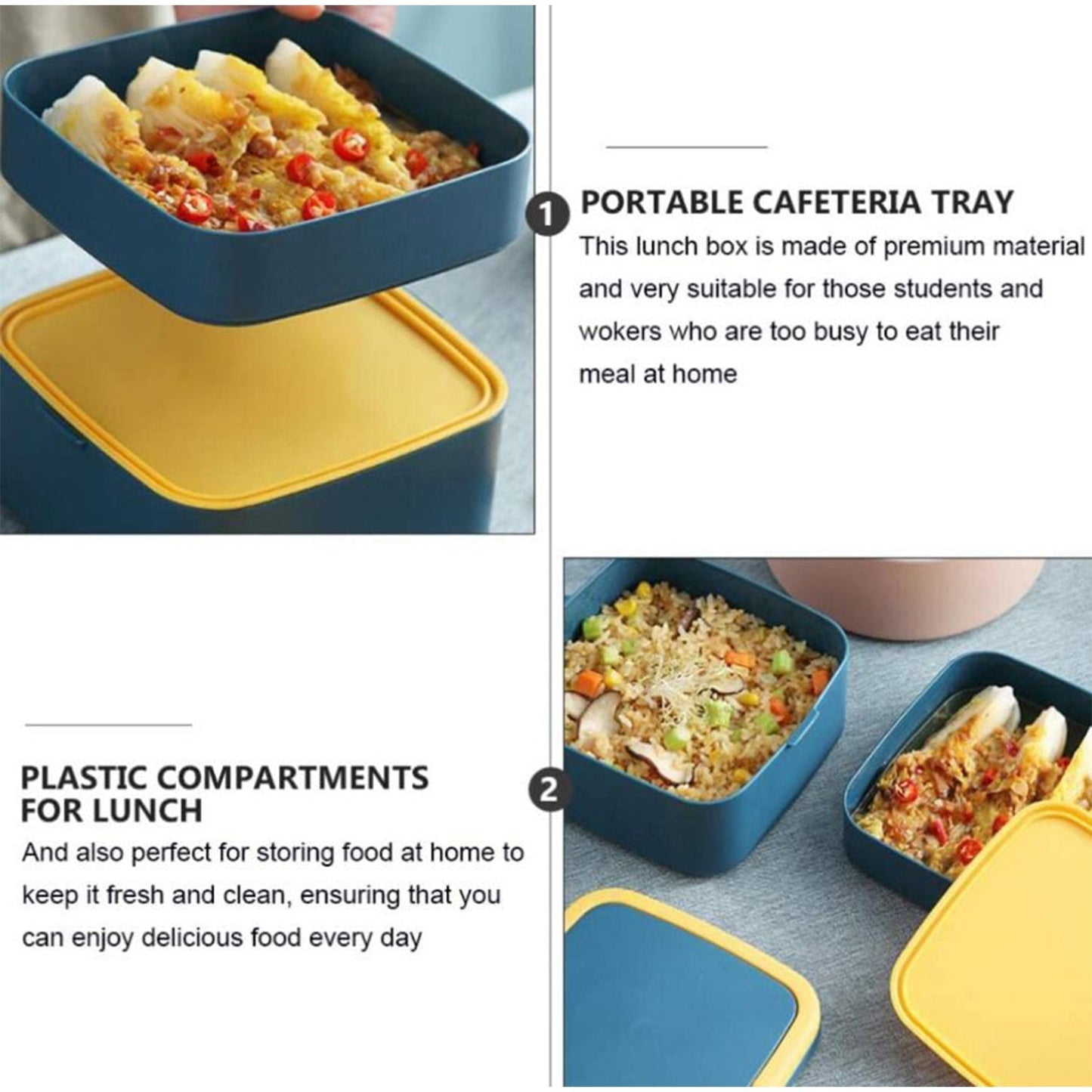 Double-Layer Portable Lunch Box with Handle & Spoon