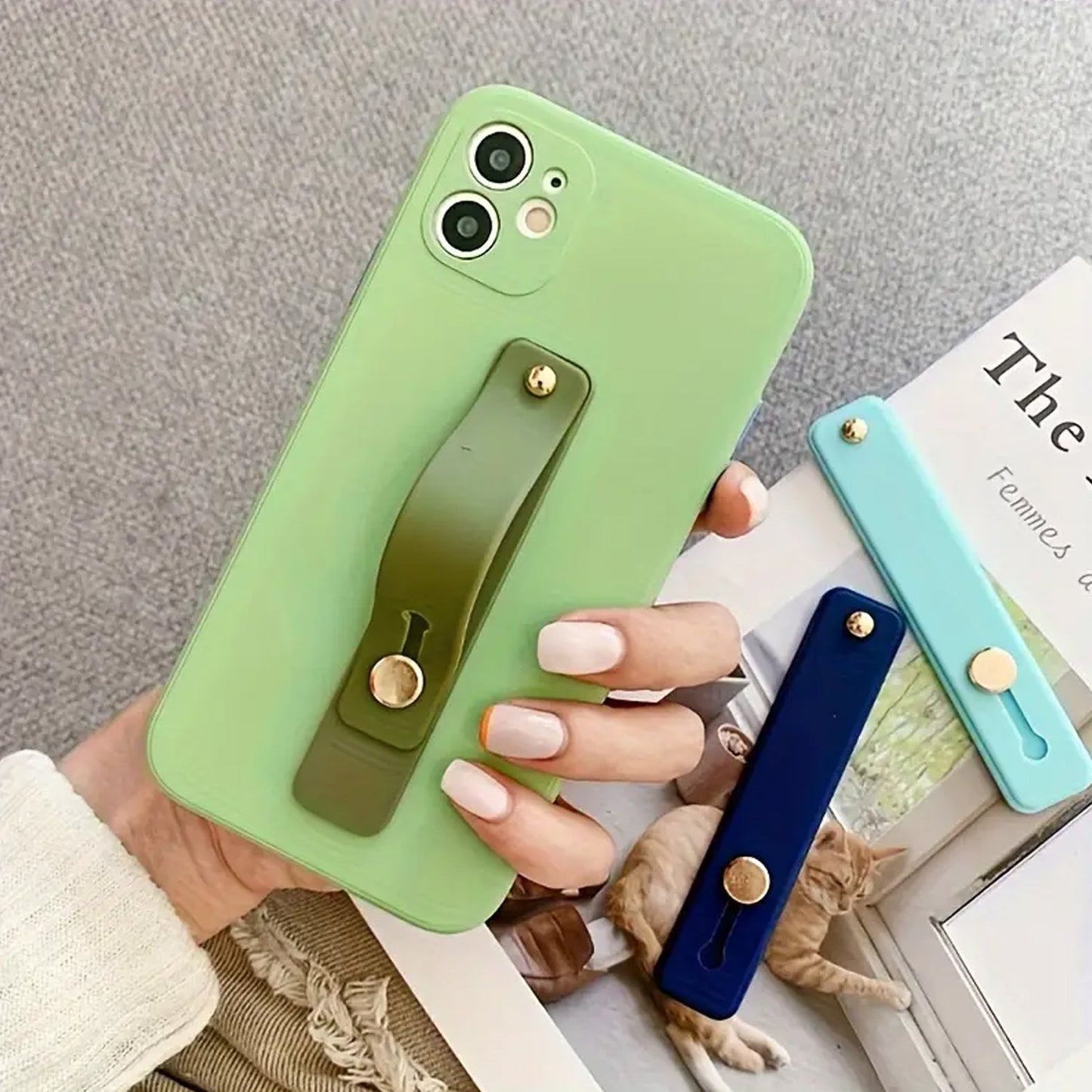 Phone Loop Finger Holder | Slim Silicone Grip Strap with Kickstand for Smartphones